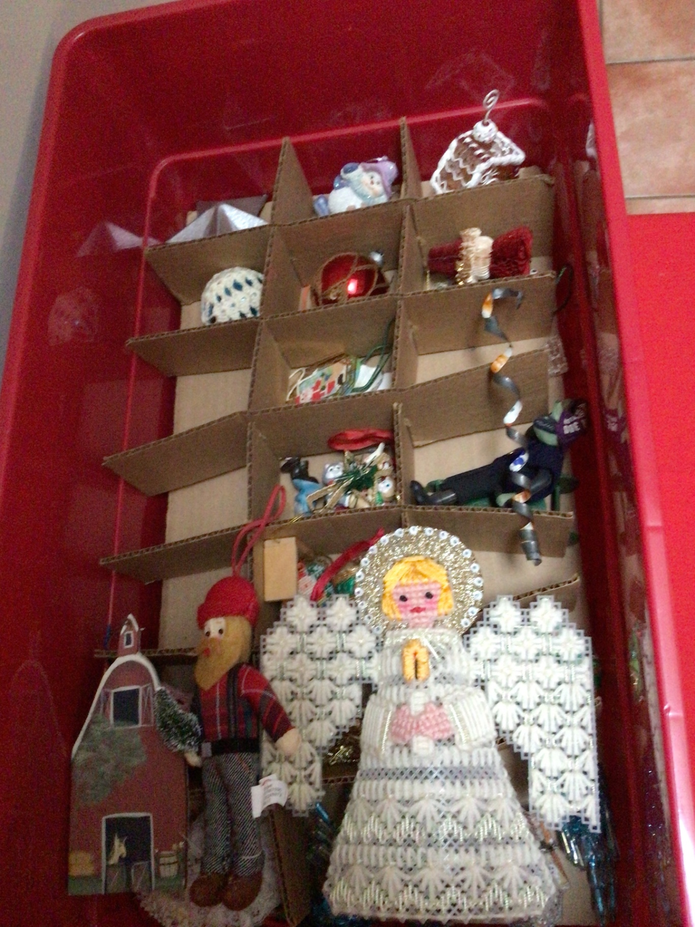 Assorted Christmas Ornaments in Storage Organizer - image 1 of 5