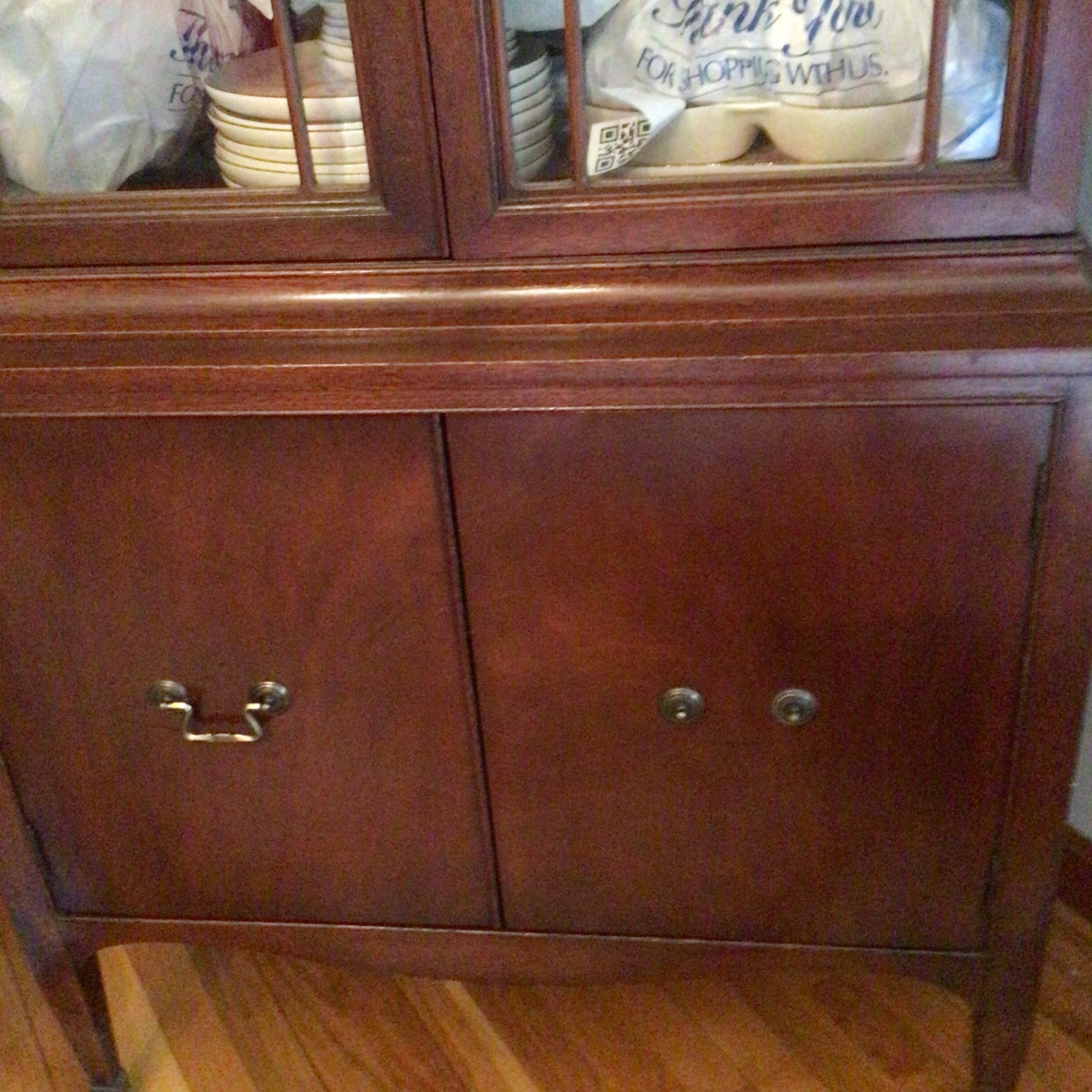 Wooden china cabinet with glass doors - image 2 of 3