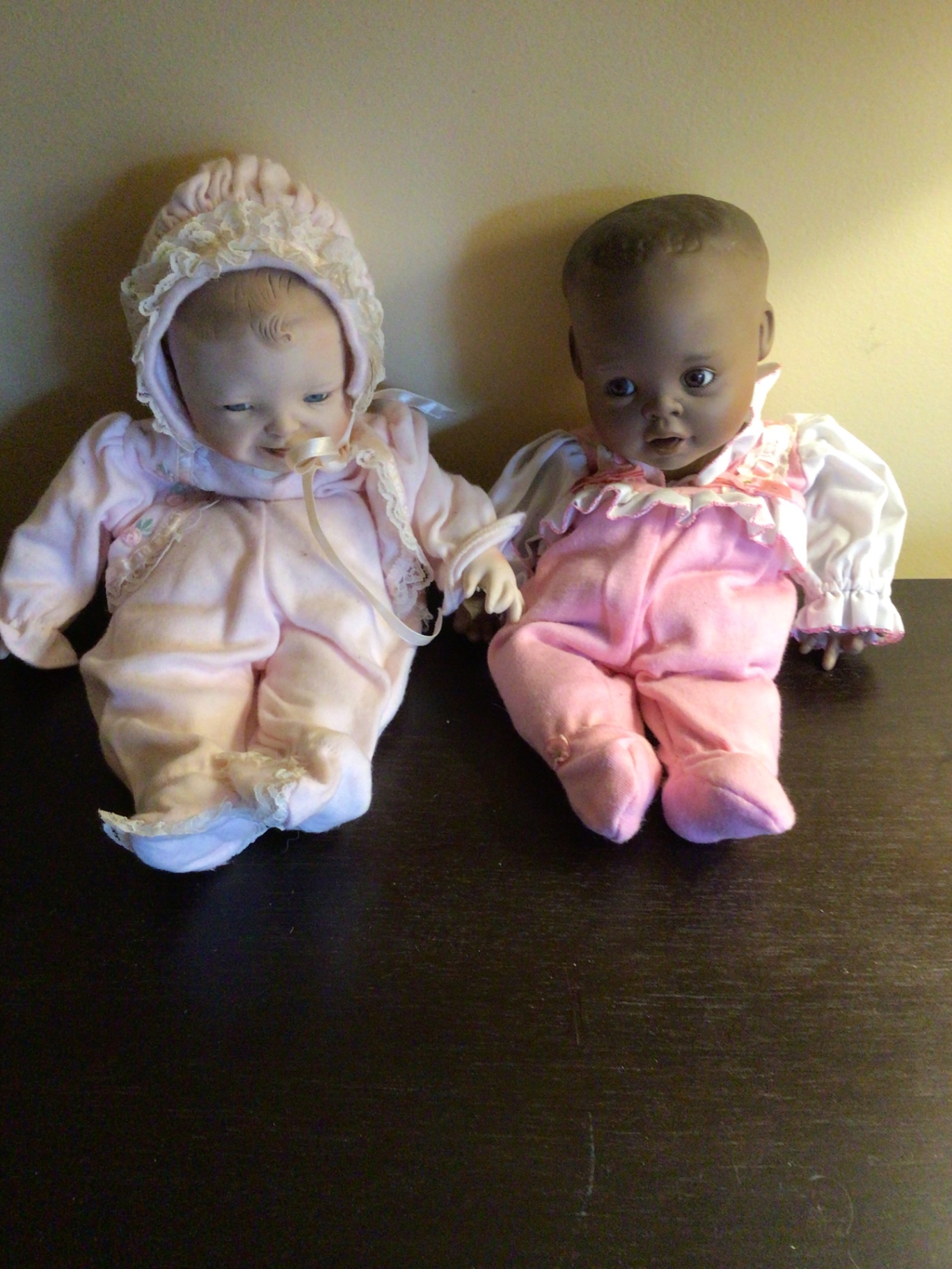 Two vintage cloth dolls in pink outfits - image 1 of 5
