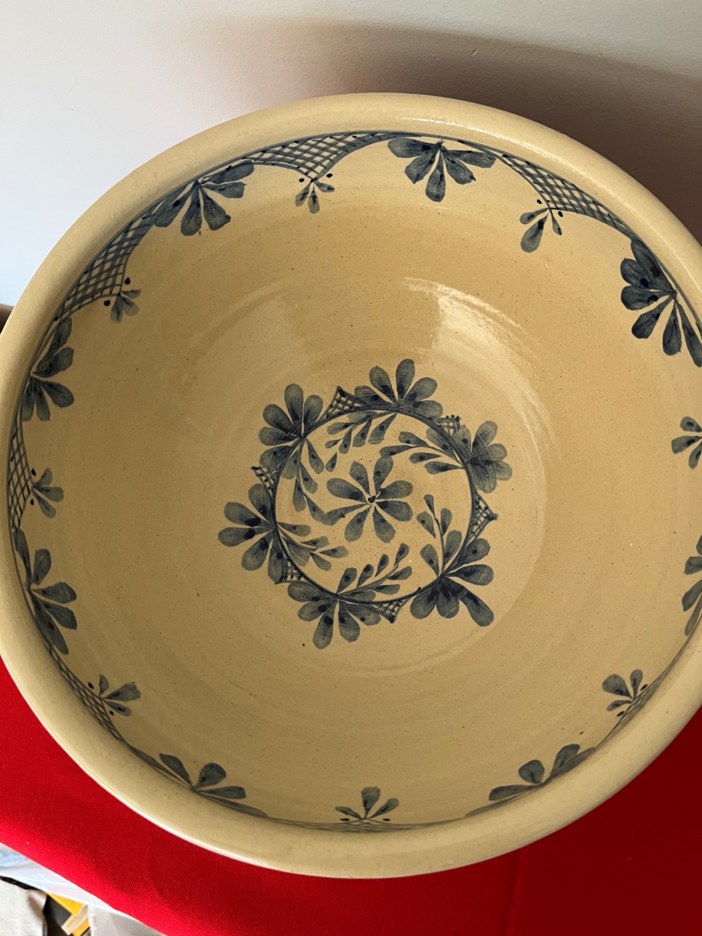 12-Inch Blue Floral Pottery Bowl - image 1 of 2