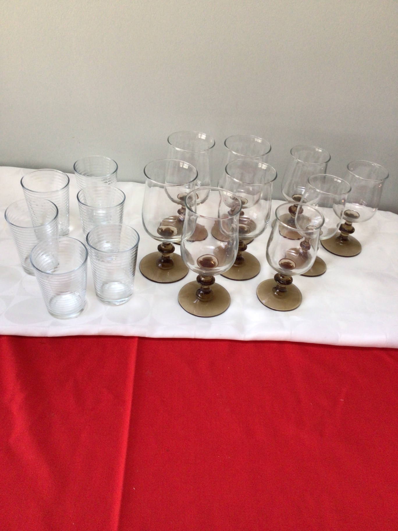 Assorted ribbed tumblers and stemmed goblets - image 1 of 3