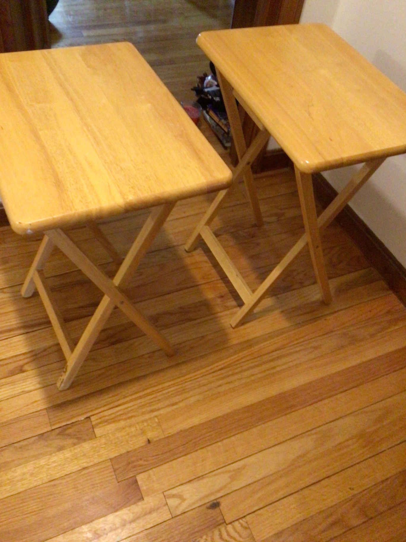 Two wooden folding nesting tables - image 2 of 2