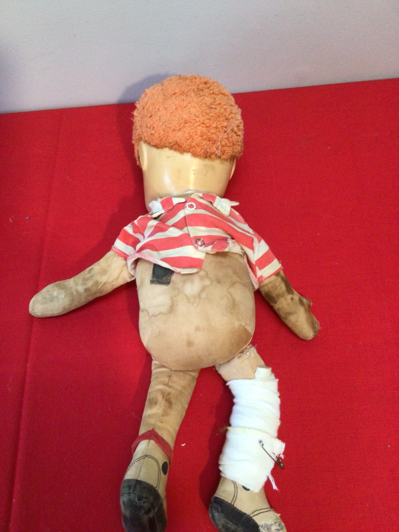 Matty Mattel doll Vintage stuffed doll in red and white striped shirt - image 3 of 5