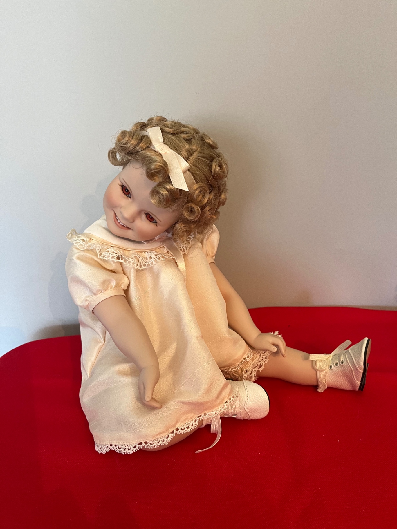 Shirley Temple Doll in Pink Lace Dress with Curly Hair - image 1 of 2