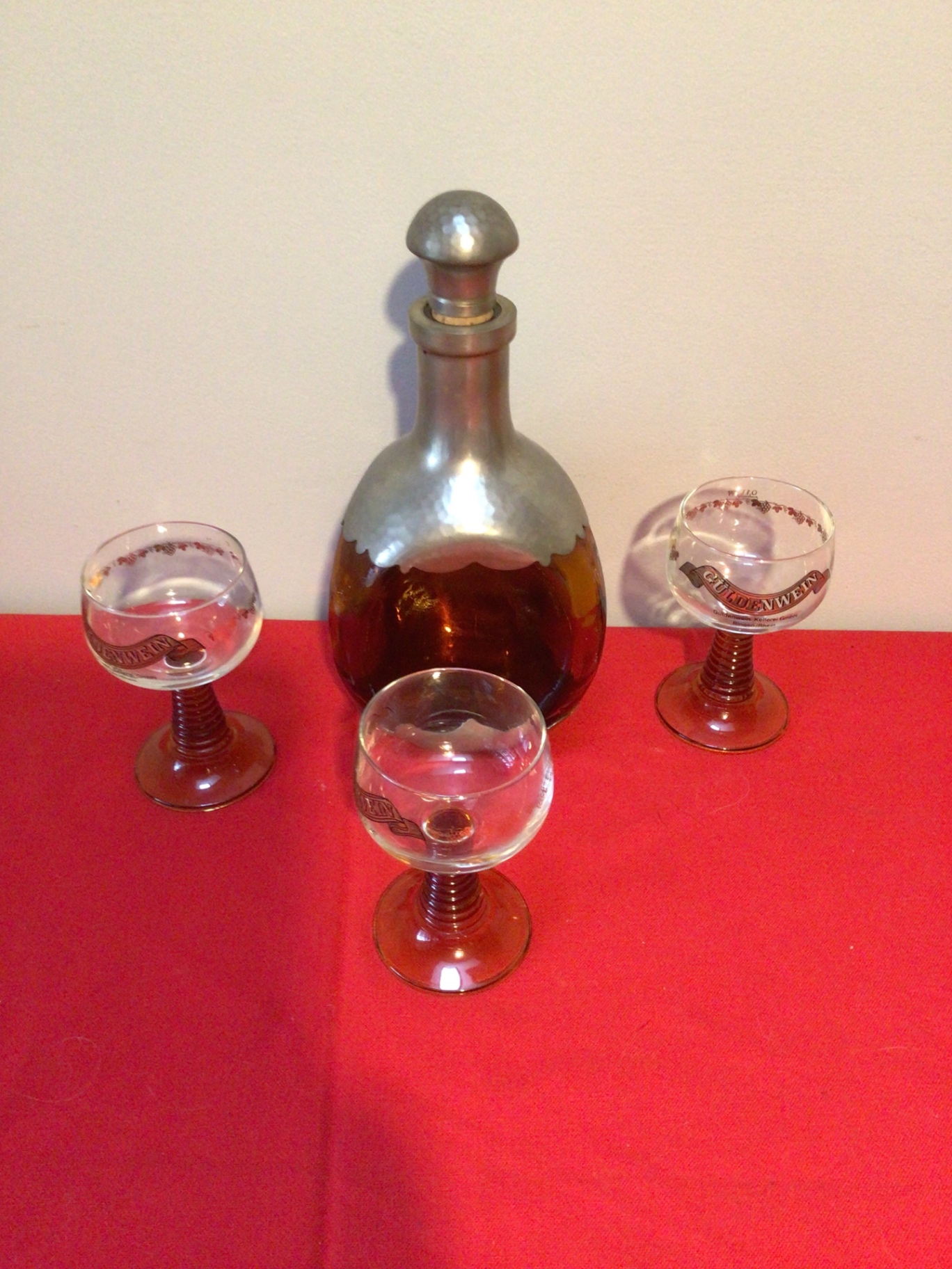 Decanter with three stemmed glasses - image 1 of 3