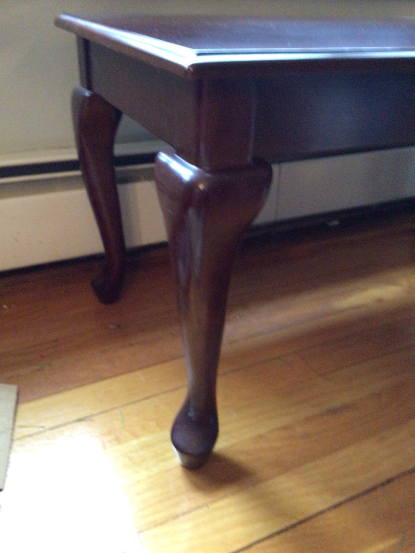 Dark Wood Coffee Table with Carved Cabriole Legs - image 2 of 3