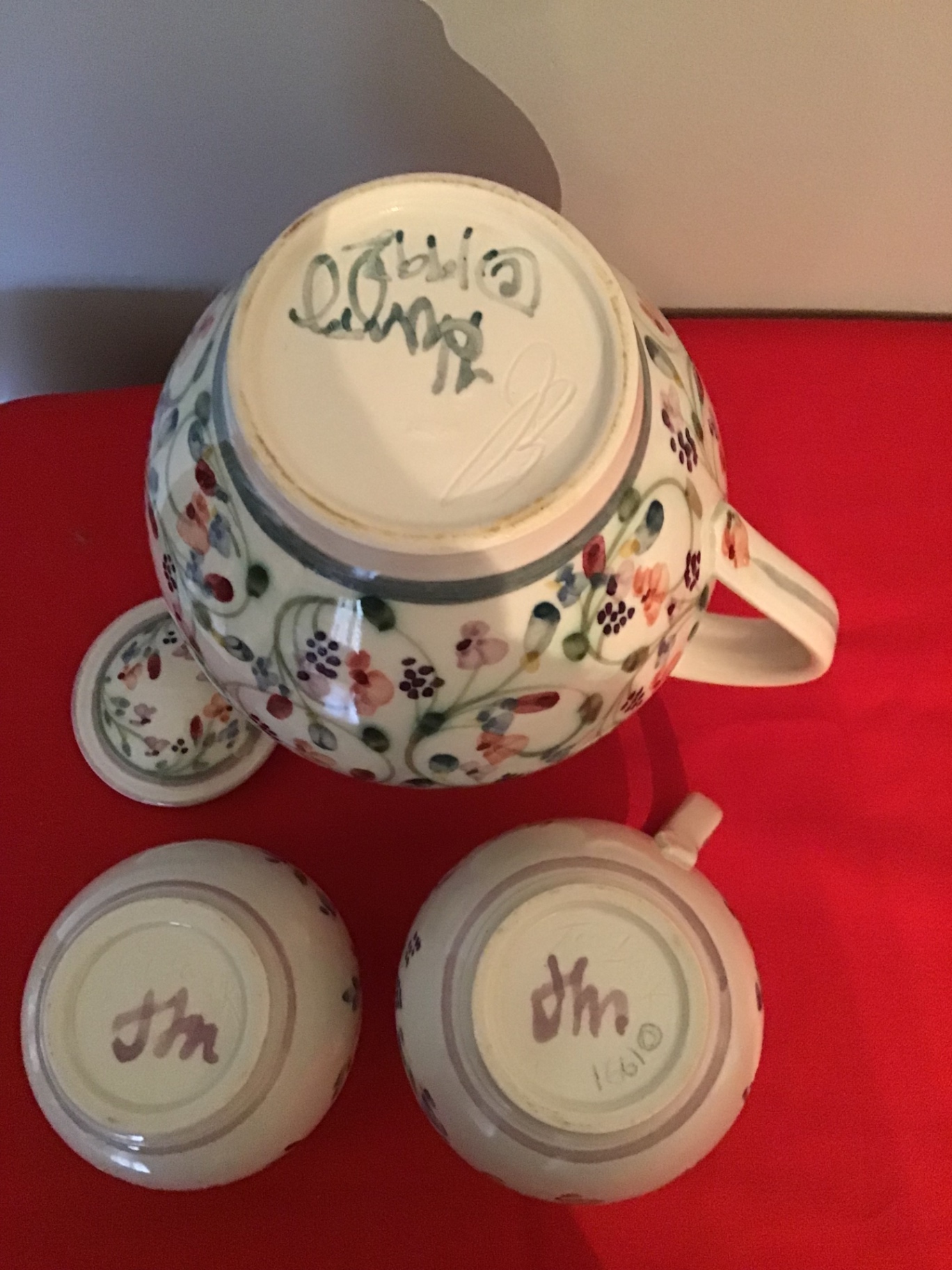 Floral-pattern Ceramic Pitcher, Creamer, Sugar Bowl - image 2 of 2