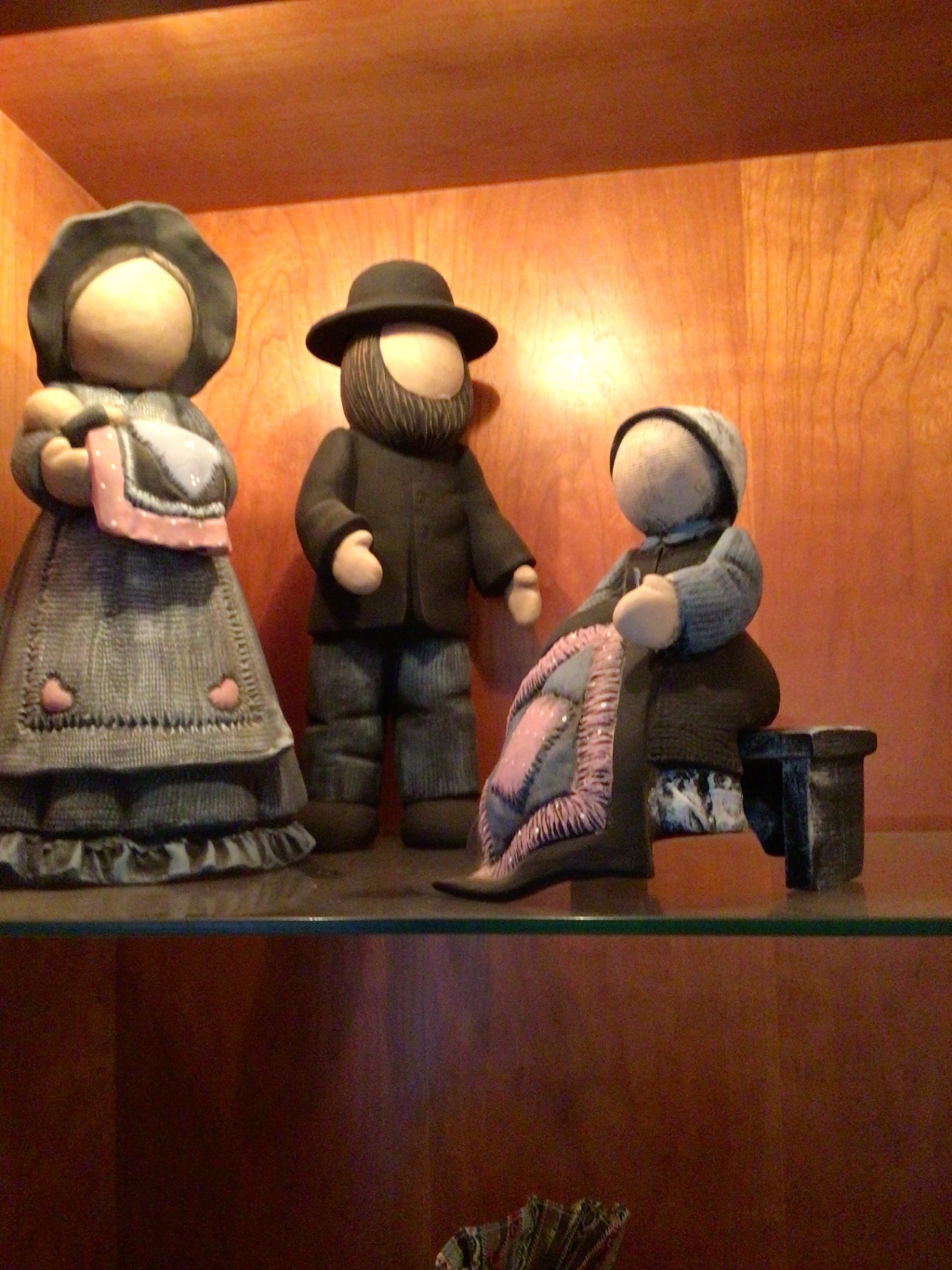 Handmade fabric rag dolls in vintage-style clothing - image 4 of 4