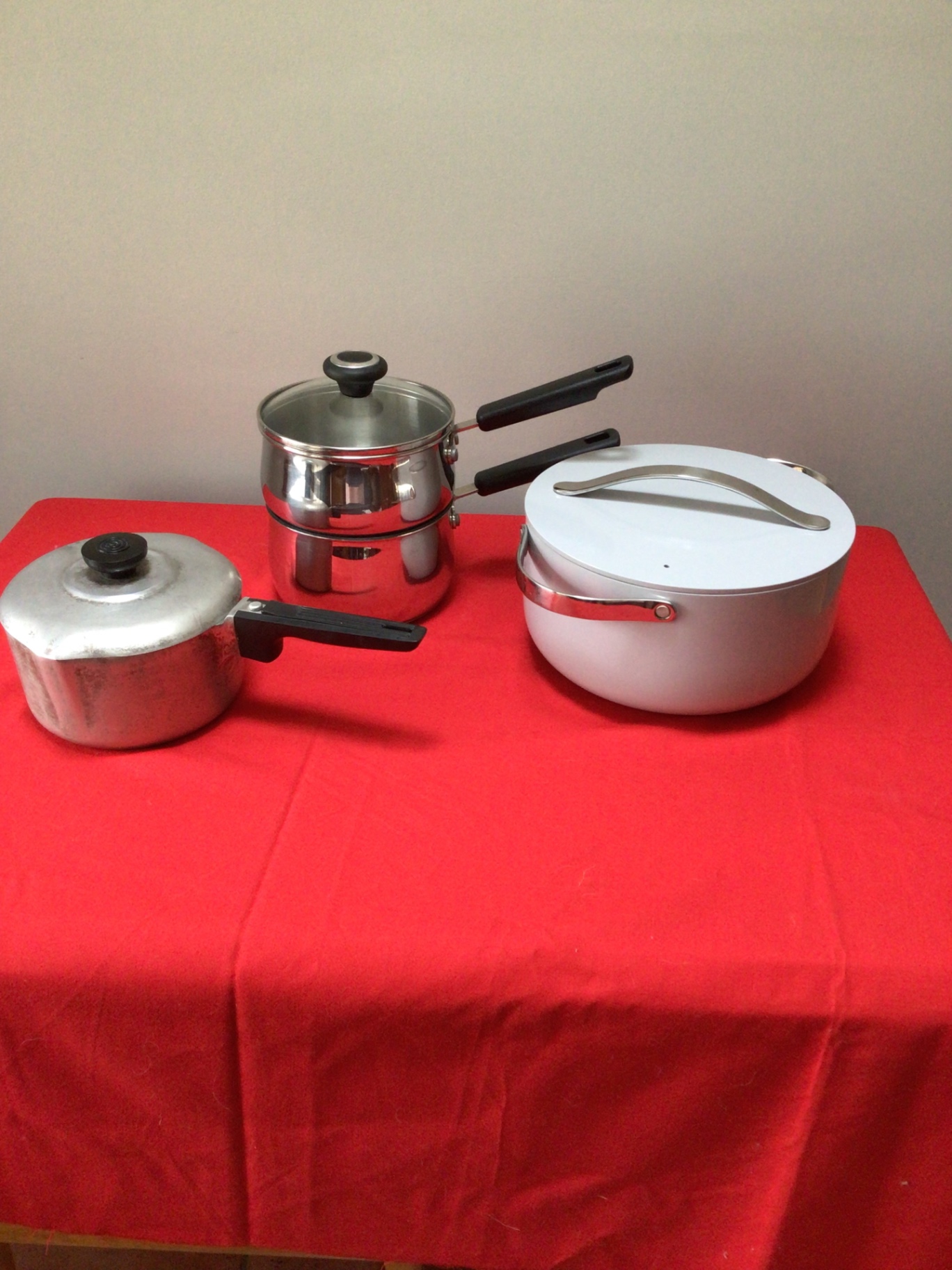 Set of metal cookware with lids and steamer insert - image 1 of 8