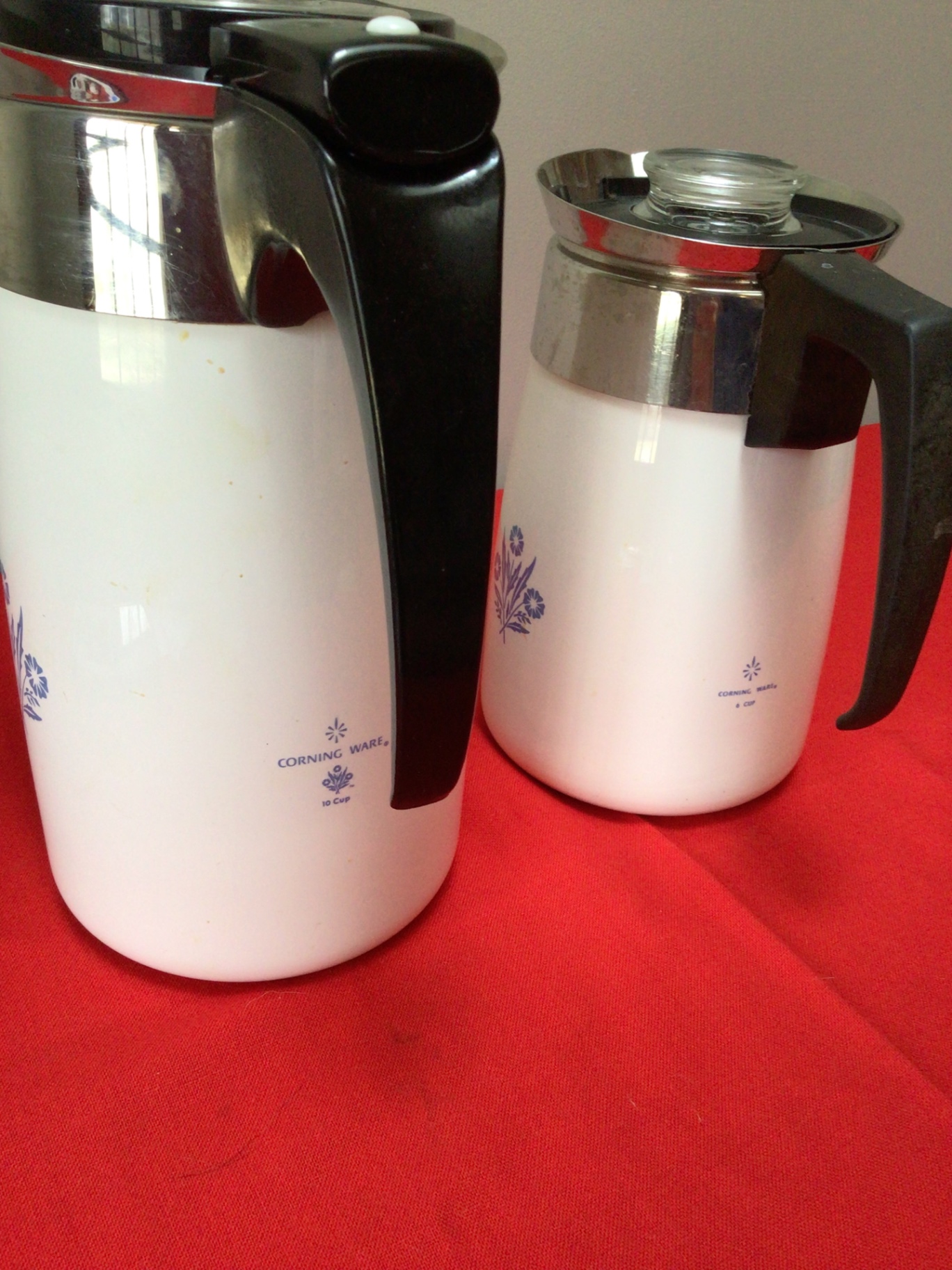 Two Corning Ware white enamel coffee pots with blue floral pattern - image 2 of 3