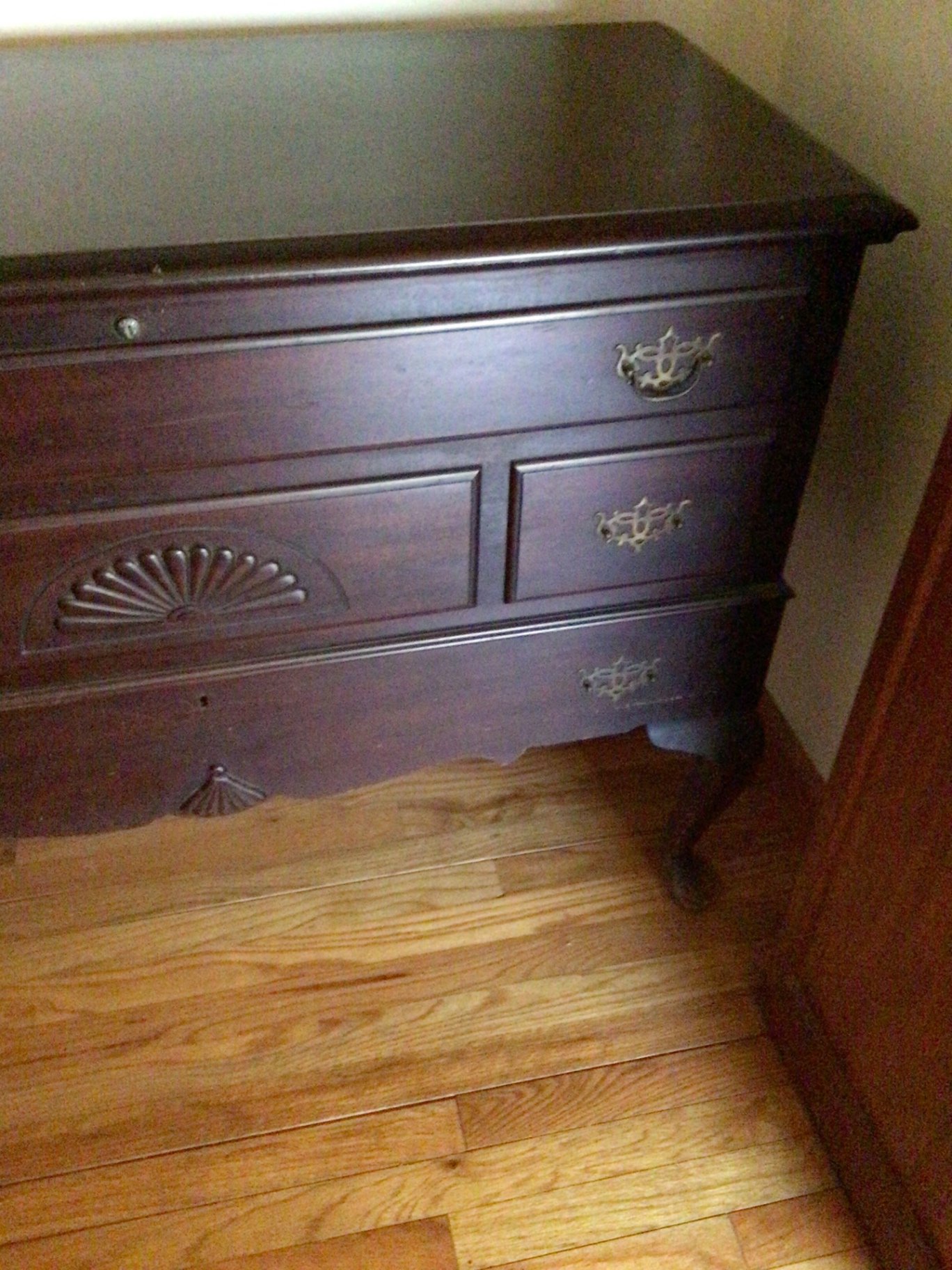Dark wood dresser with brass hardware - image 3 of 3