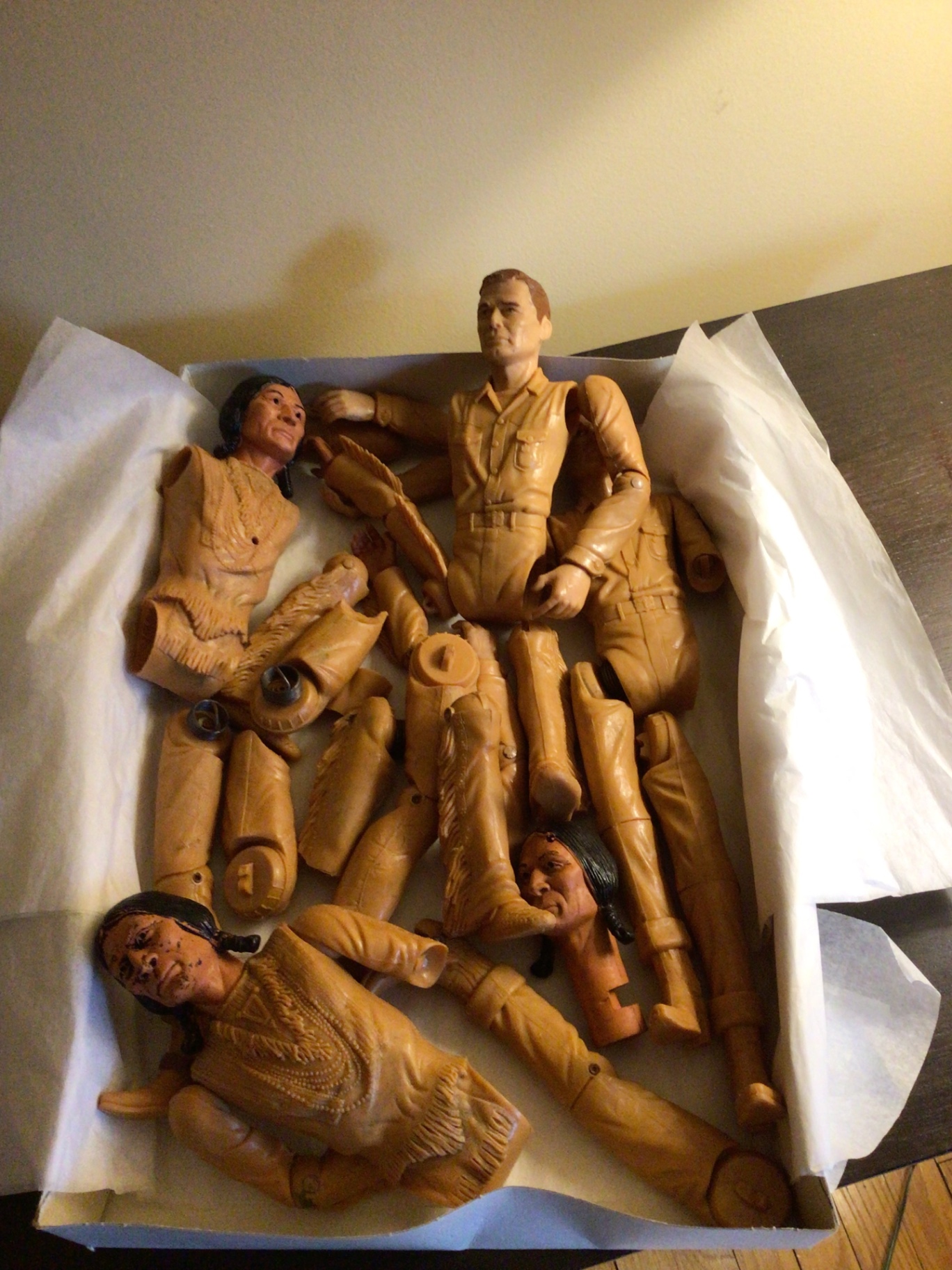Boxed collection of GI Joe and others tan-colored action figures and parts - image 1 of 3