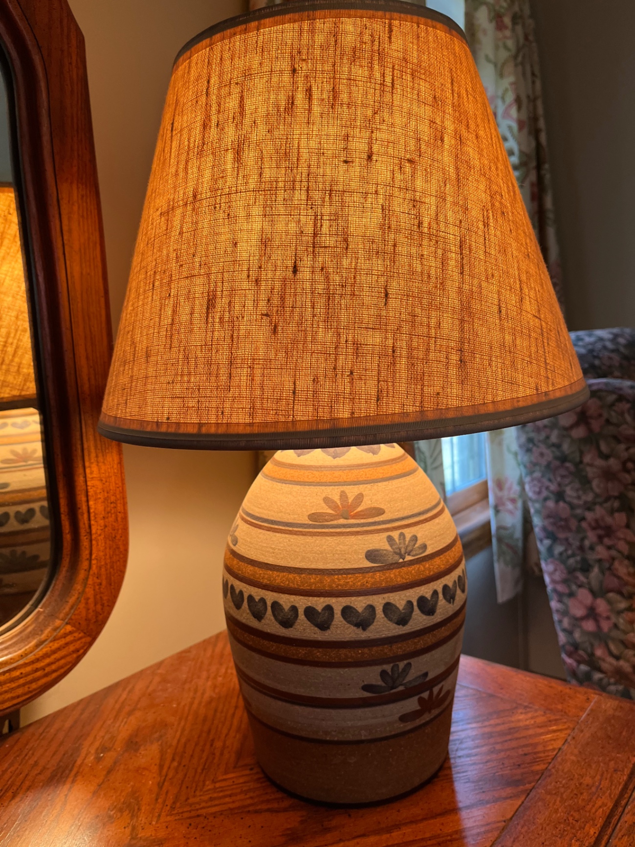 Stoneware vase-style table lamp with fabric shade - image 1 of 1
