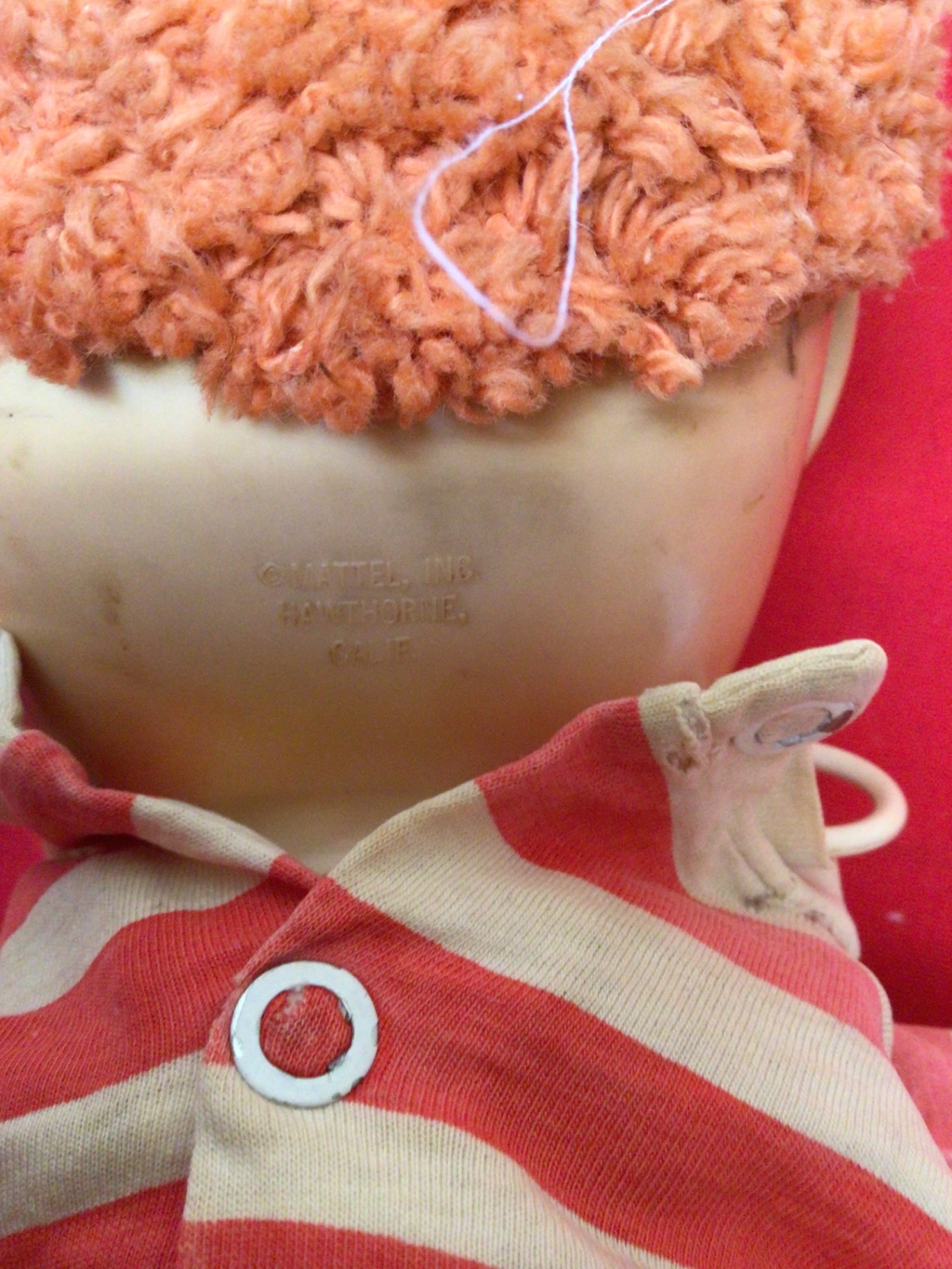 Matty Mattel doll Vintage stuffed doll in red and white striped shirt - image 4 of 5