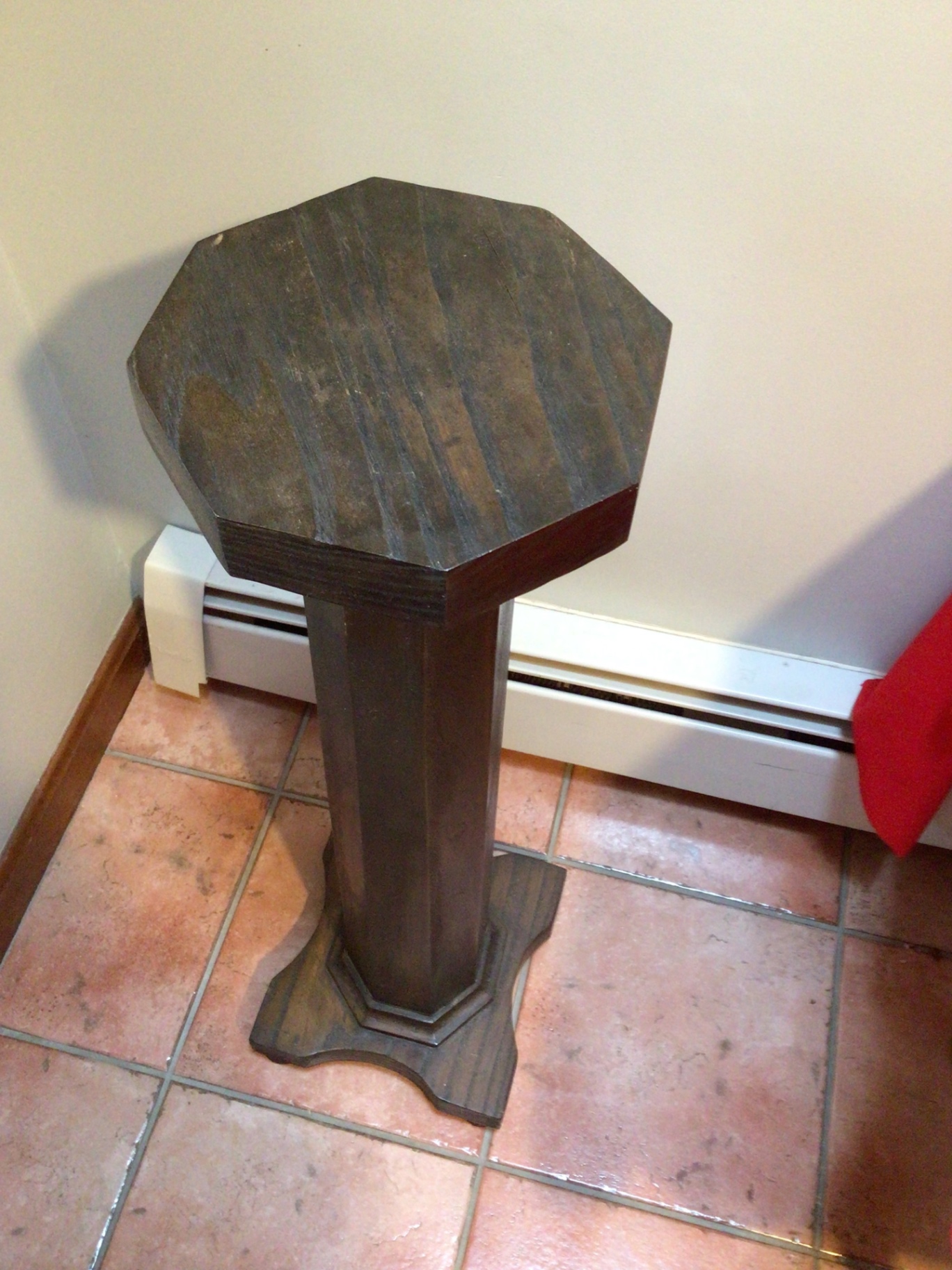 Dark wooden pedestal with octagonal top - image 2 of 2