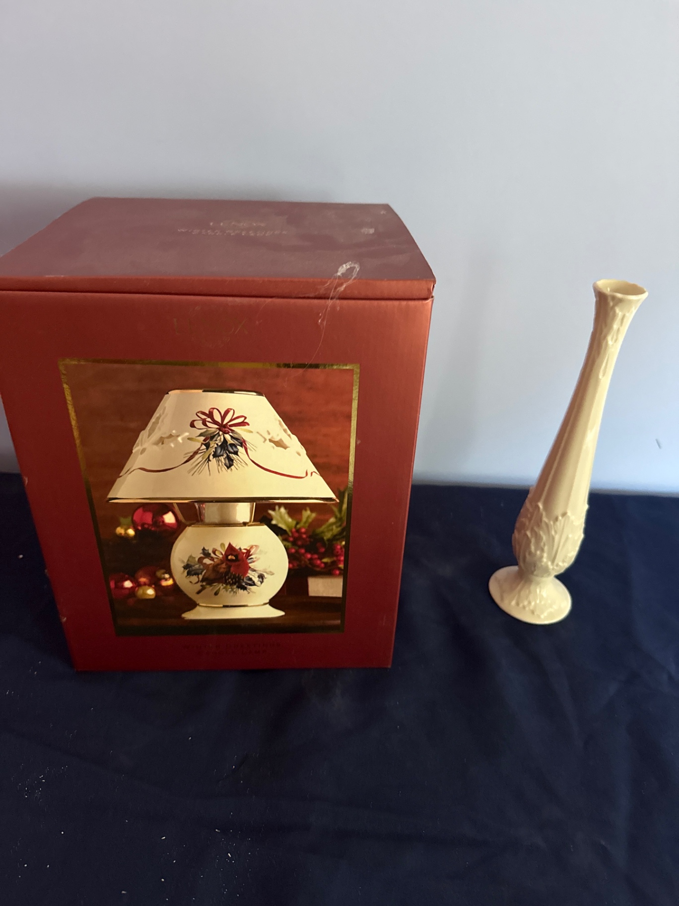 Lenox Winter Greetings Candle Lamp Box with White Porcelain Vase and Lamp - image 1 of 4
