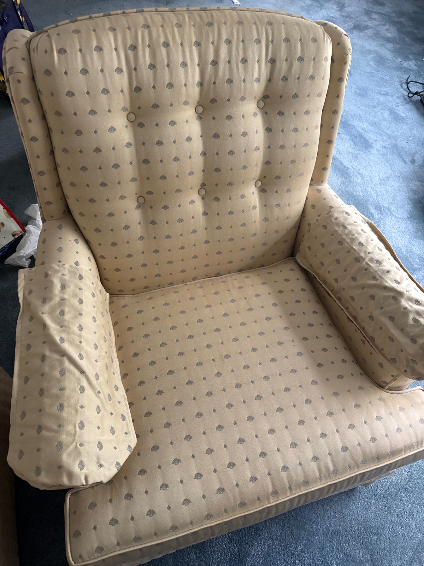 Pair of Ethan Allen beige patterned upholstered armchairs - image 3 of 5