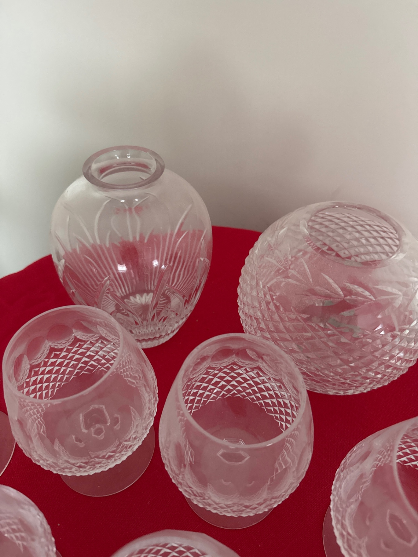 Etched crystal glassware set: goblets,ashtray , and decorative vases - image 4 of 4
