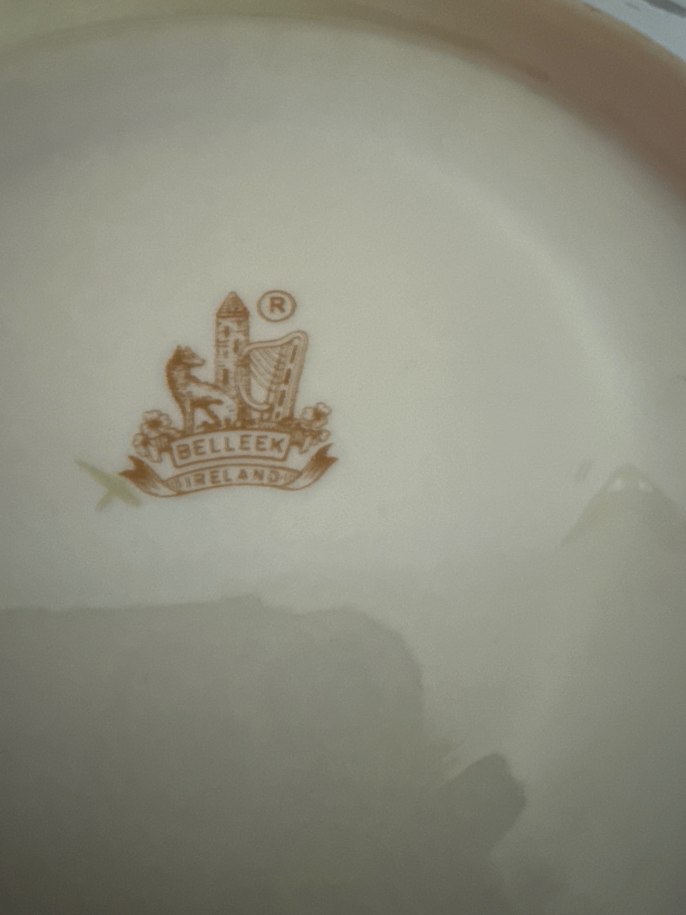 Belleek Ireland teapot with matching shamrock plate - image 3 of 3