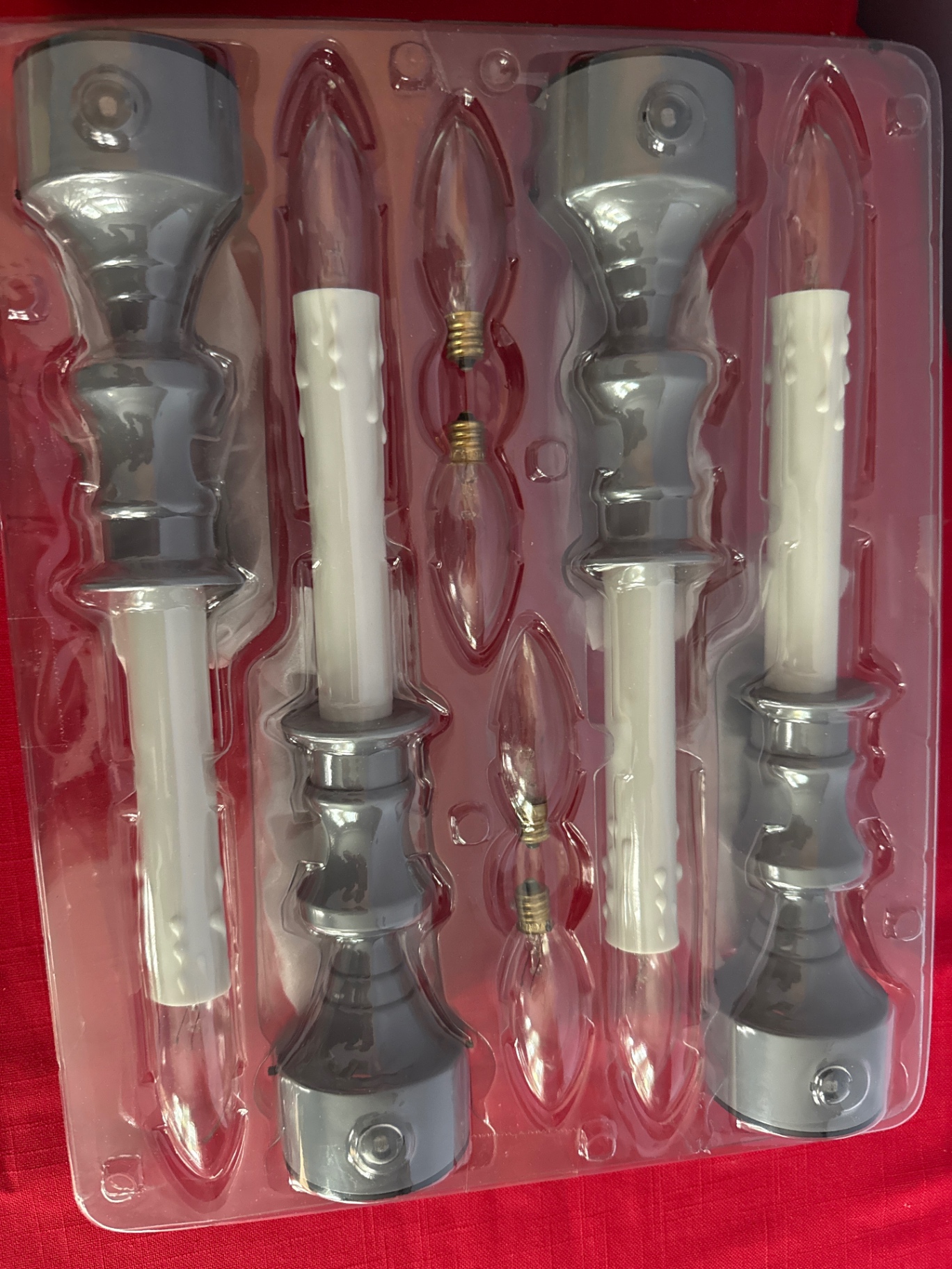 Four gray and white light socket components with bulbs - image 2 of 2