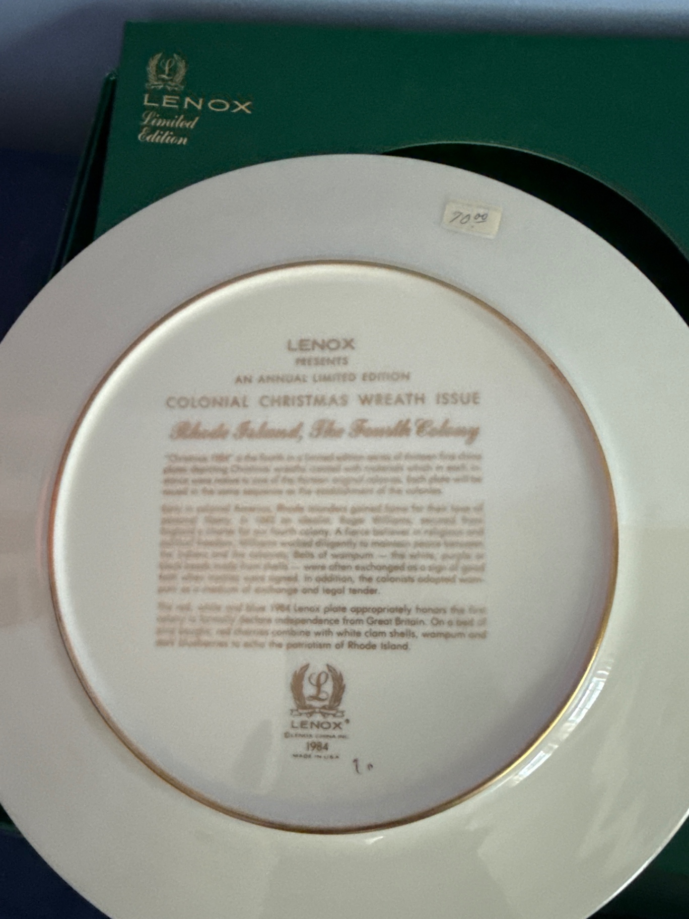 Lenox Colonial Christmas Wreath Collector Plates (1983) - image 4 of 5