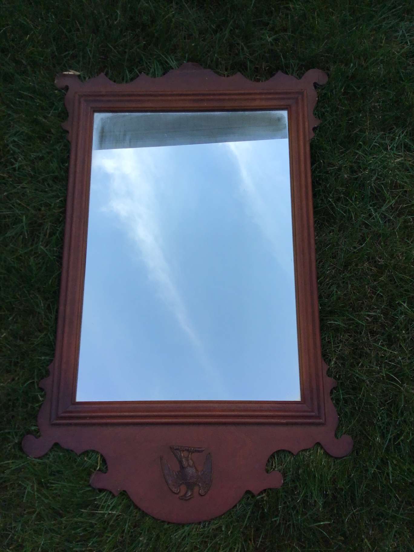 Decorative wooden-framed mirror with eagle crest 38.5x25 - image 2 of 2