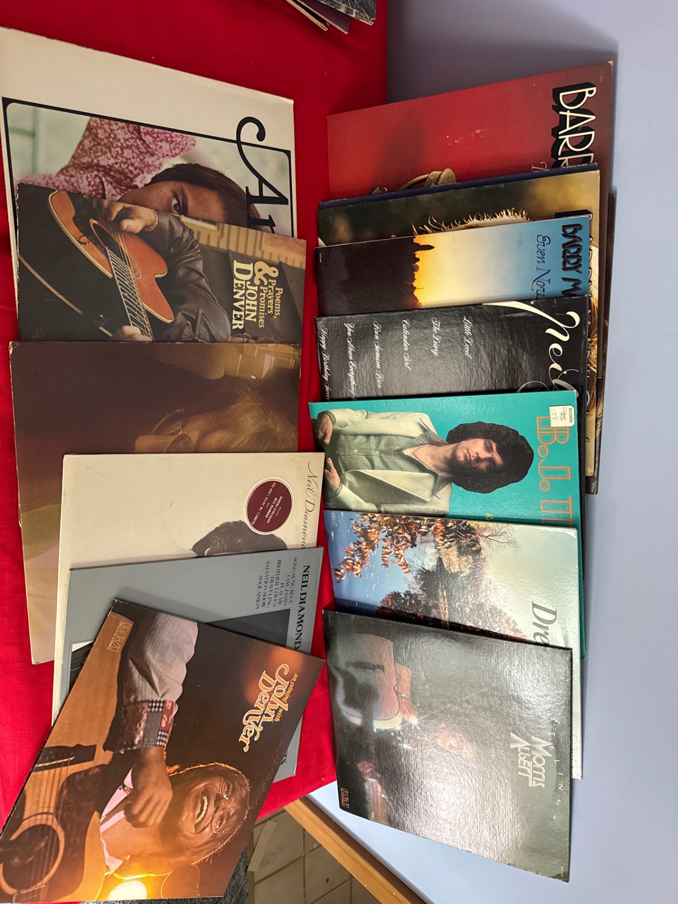 Collection of vinyl LP records featuring Neil Diamond, John Denver, Barry Manilow, and Morris Albert - image 1 of 4