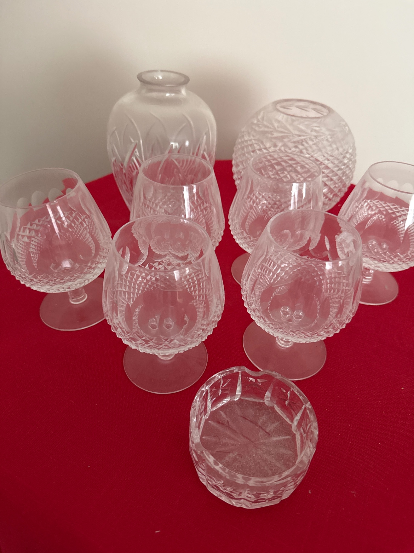 Etched crystal glassware set: goblets,ashtray , and decorative vases - image 2 of 4