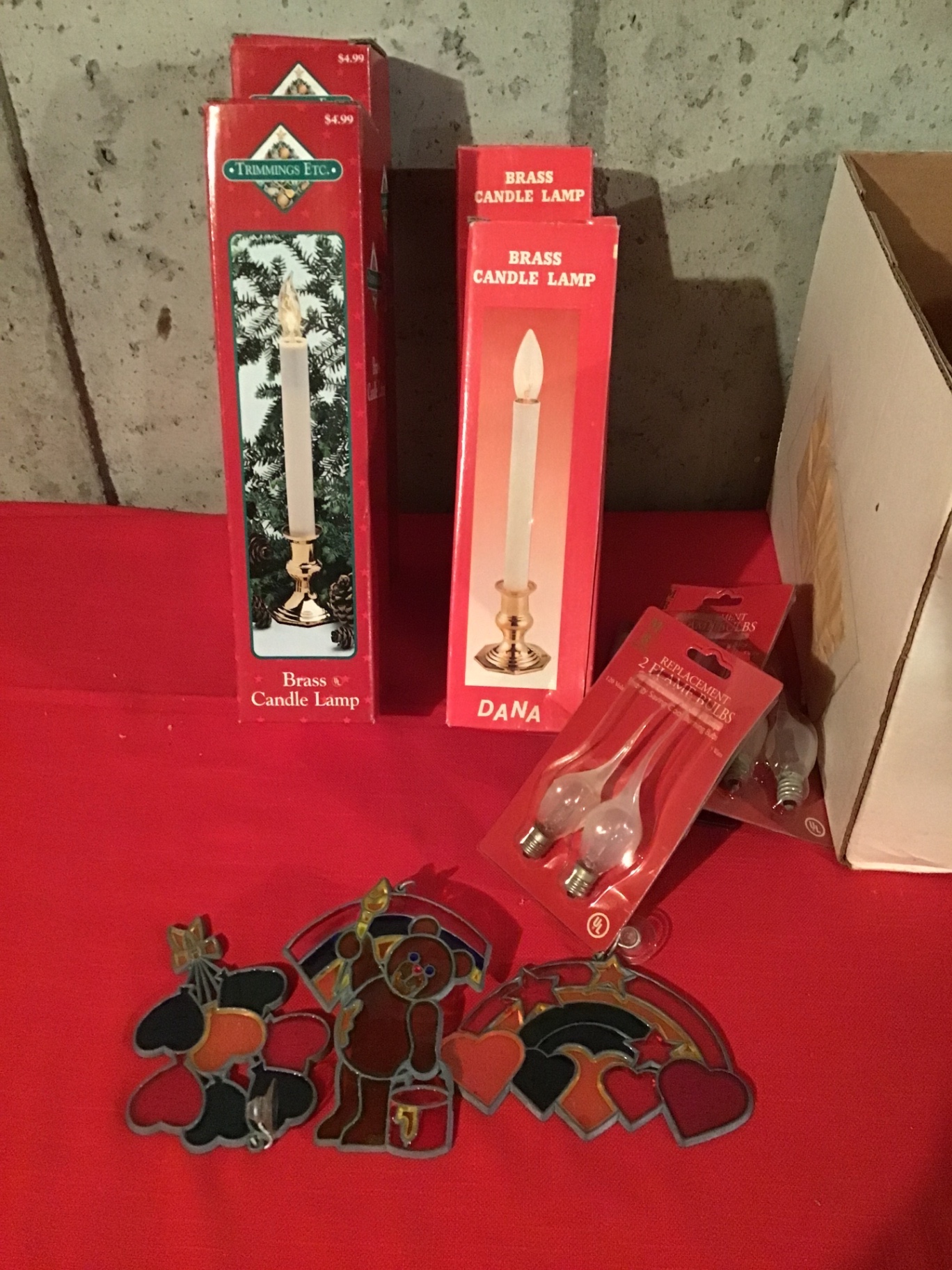 13 Brass Candle Lamp Boxes, spare bulbs and Decorations - image 1 of 2