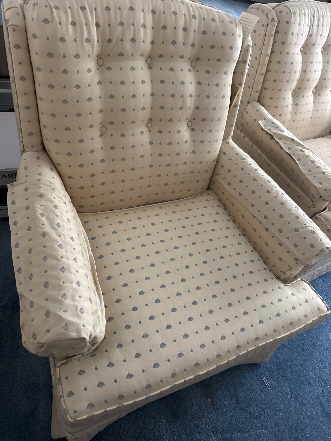 Pair of Ethan Allen beige patterned upholstered armchairs - image 4 of 5