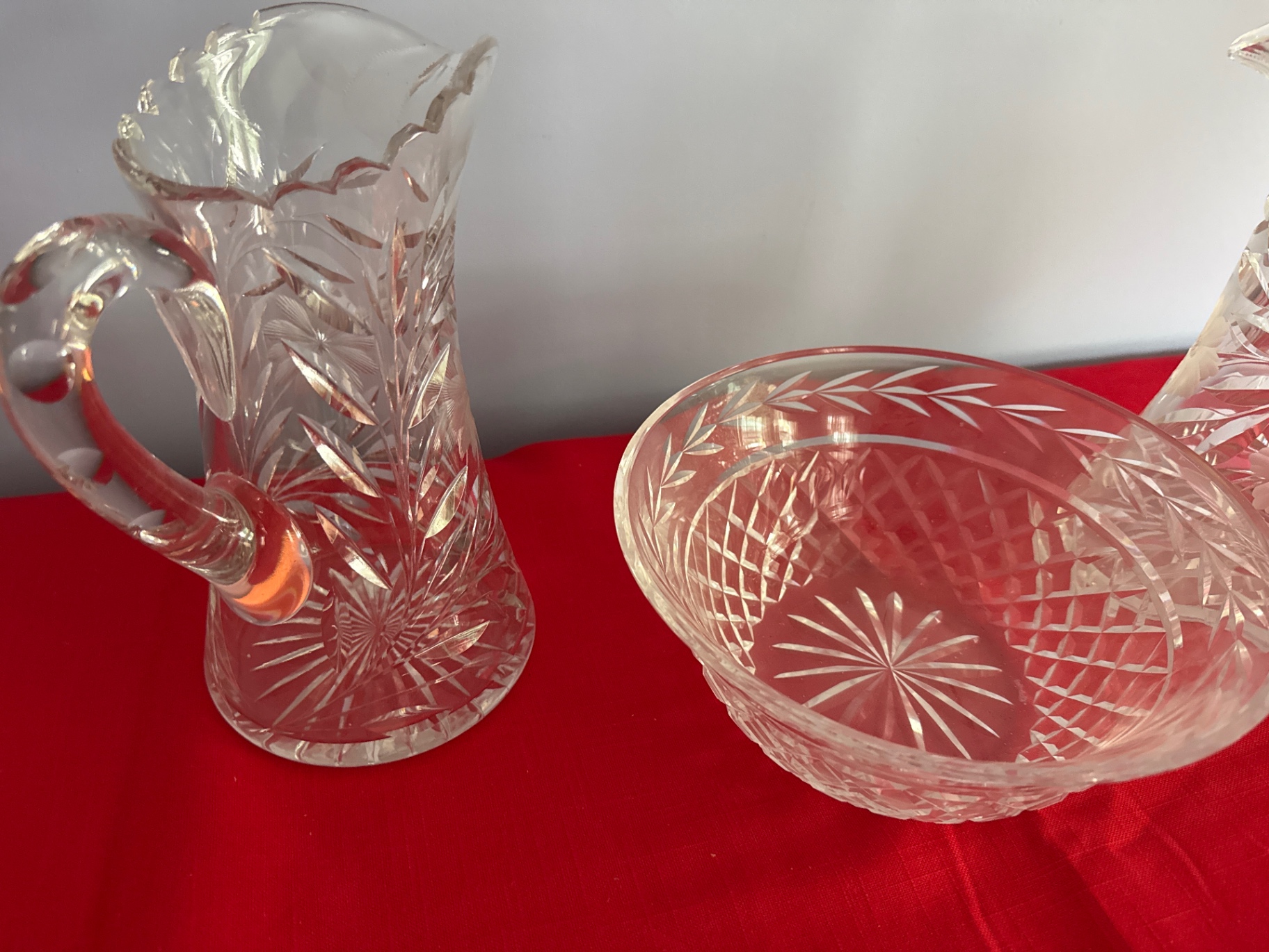 Crystal glassware: two pitchers and a bowl - image 2 of 3