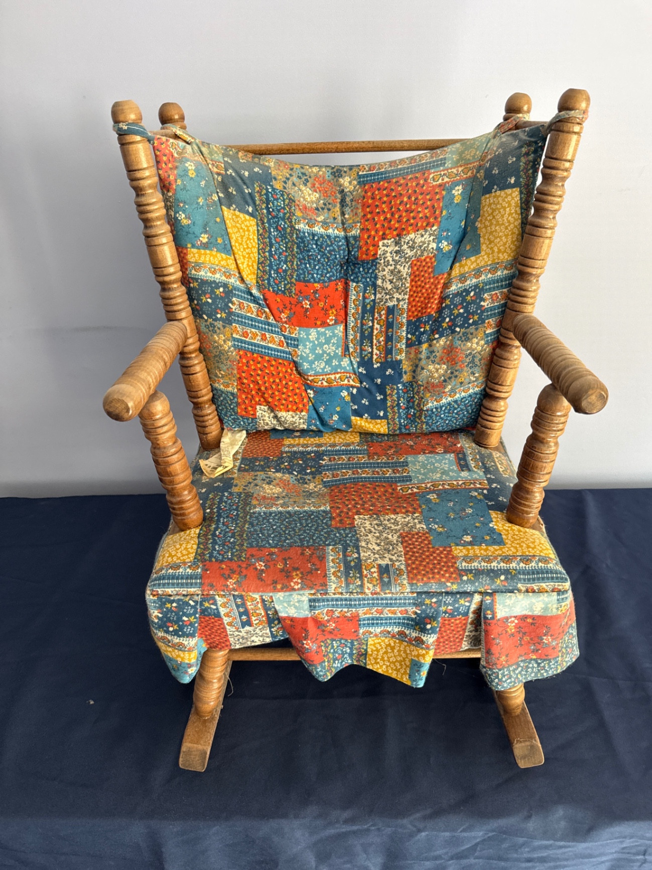 Patchwork Upholstered Childs Wooden Rocking Chair - image 1 of 2
