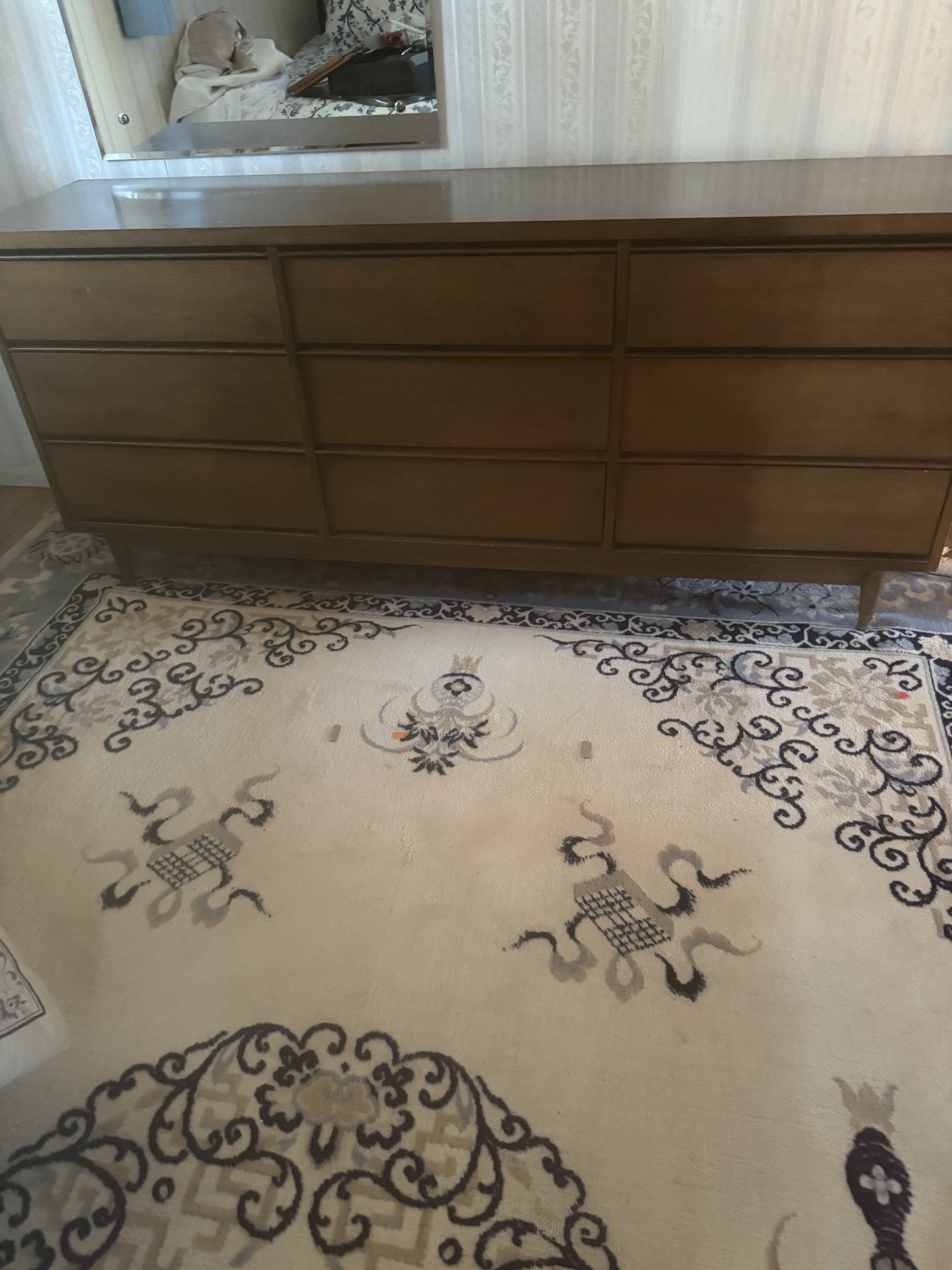 Mid-Century Wooden Dresser with Mirror - image 1 of 7