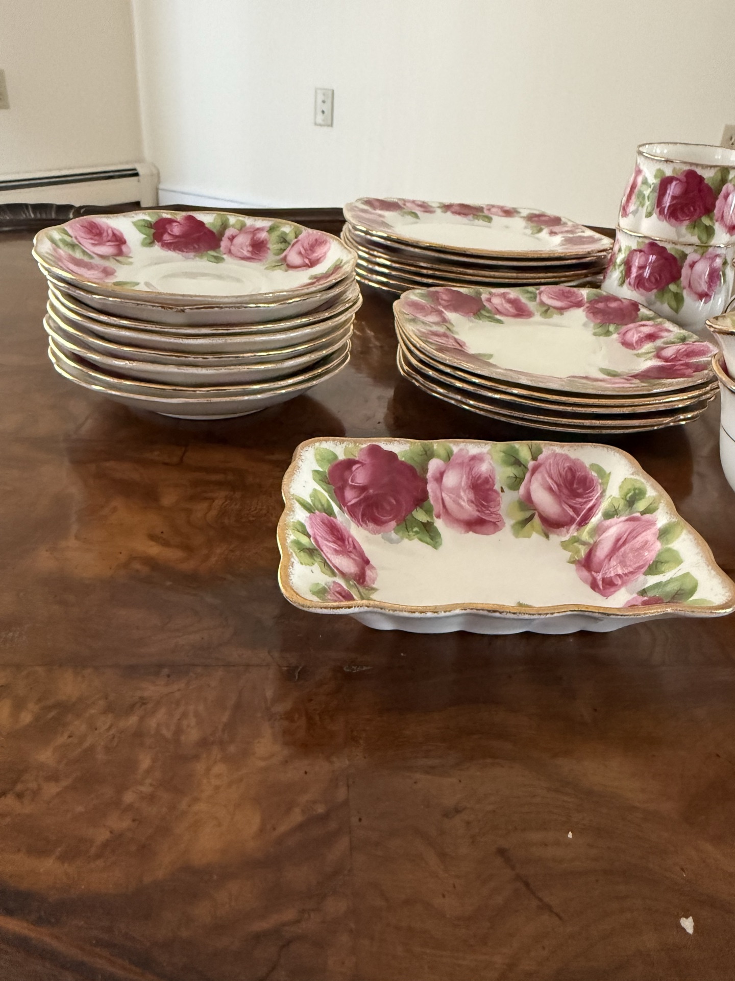 Royal Albert Old English Rose bone china teaware set - image 2 of 5
