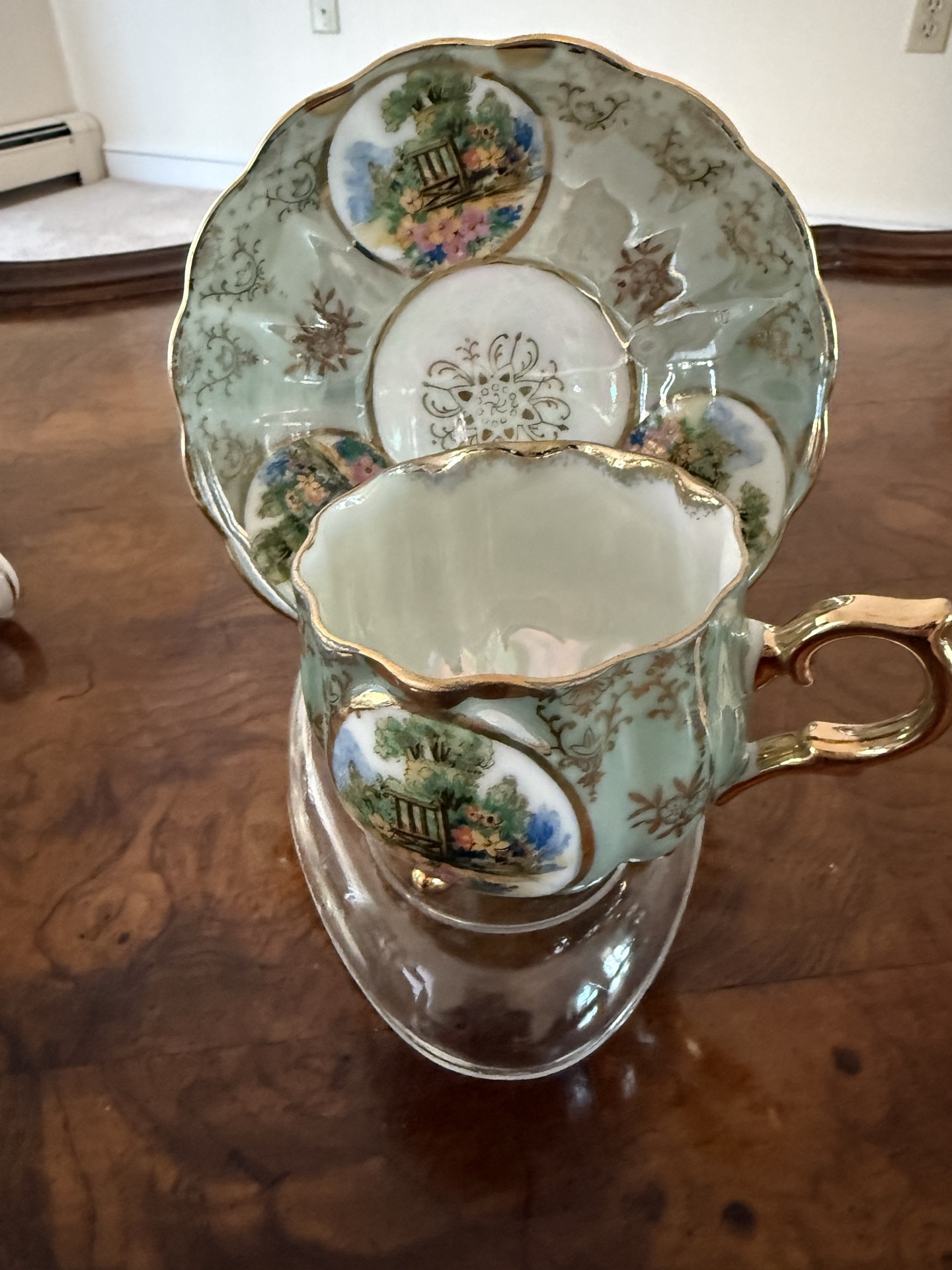 Set of floral bone china tea dishes and cups - image 7 of 12
