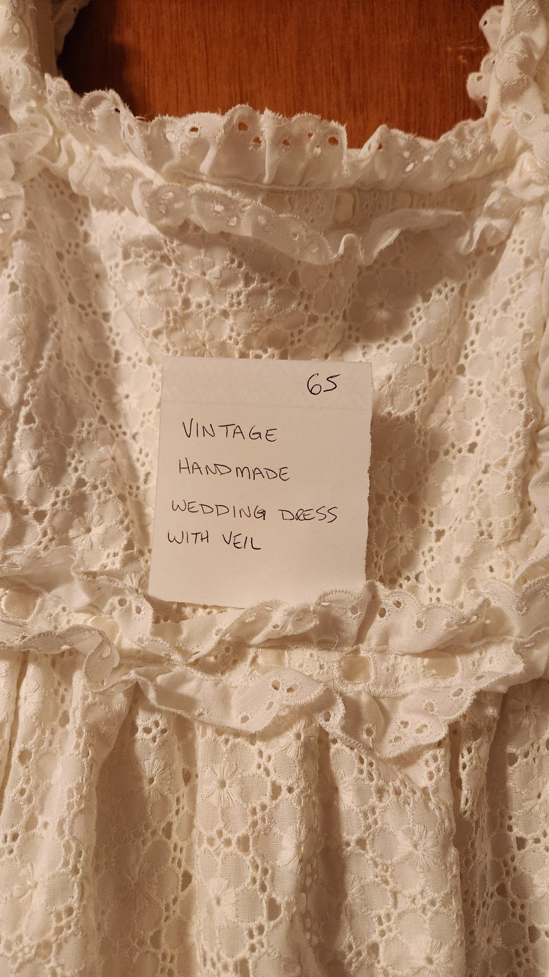 Vintage Handmade Lace Wedding Dress with Veil - image 5 of 6