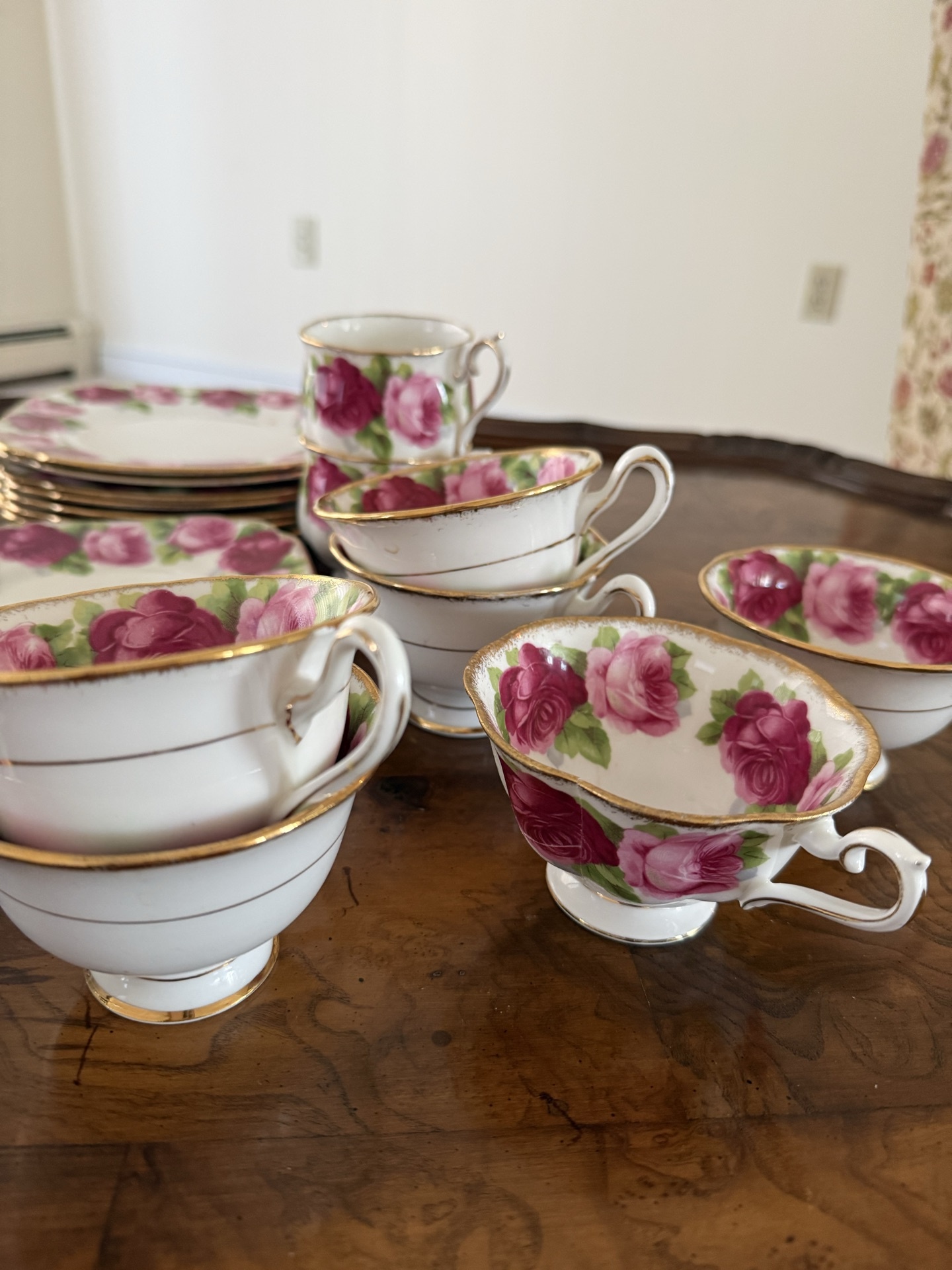Royal Albert Old English Rose bone china teaware set - image 3 of 5