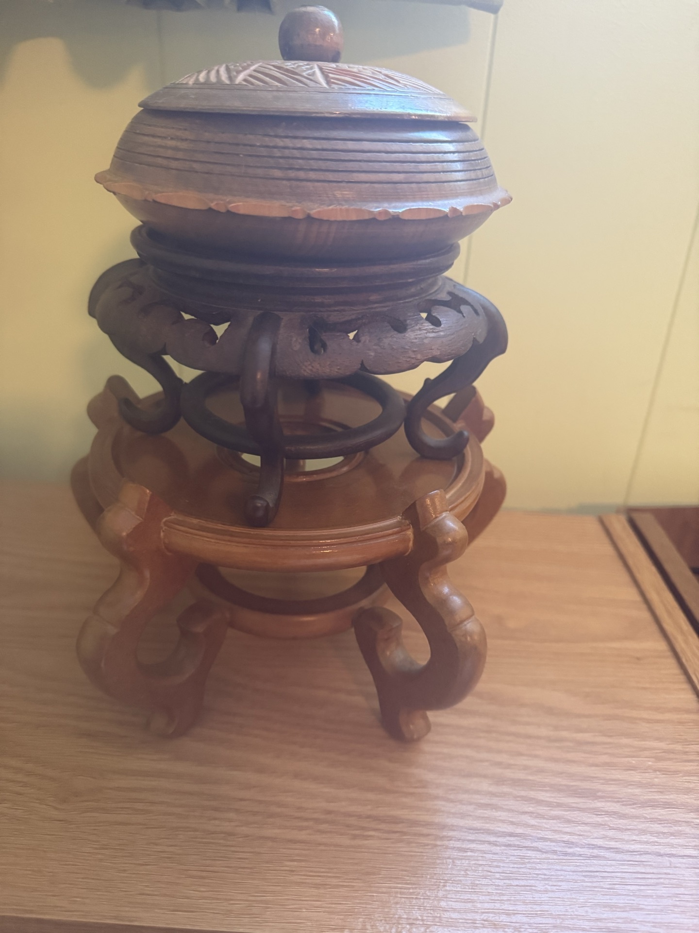 Japanese Antique incense burner on carved stand - image 2 of 6