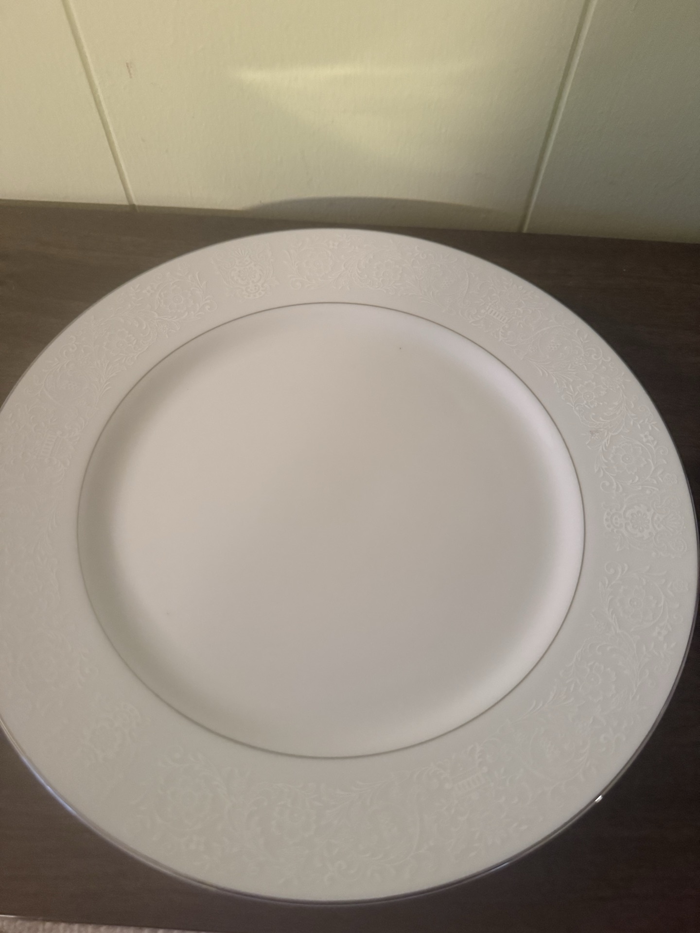 White Diamond China dinnerware set with charger plate, teacup and saucer, creamer, and sugar bowl - image 2 of 6