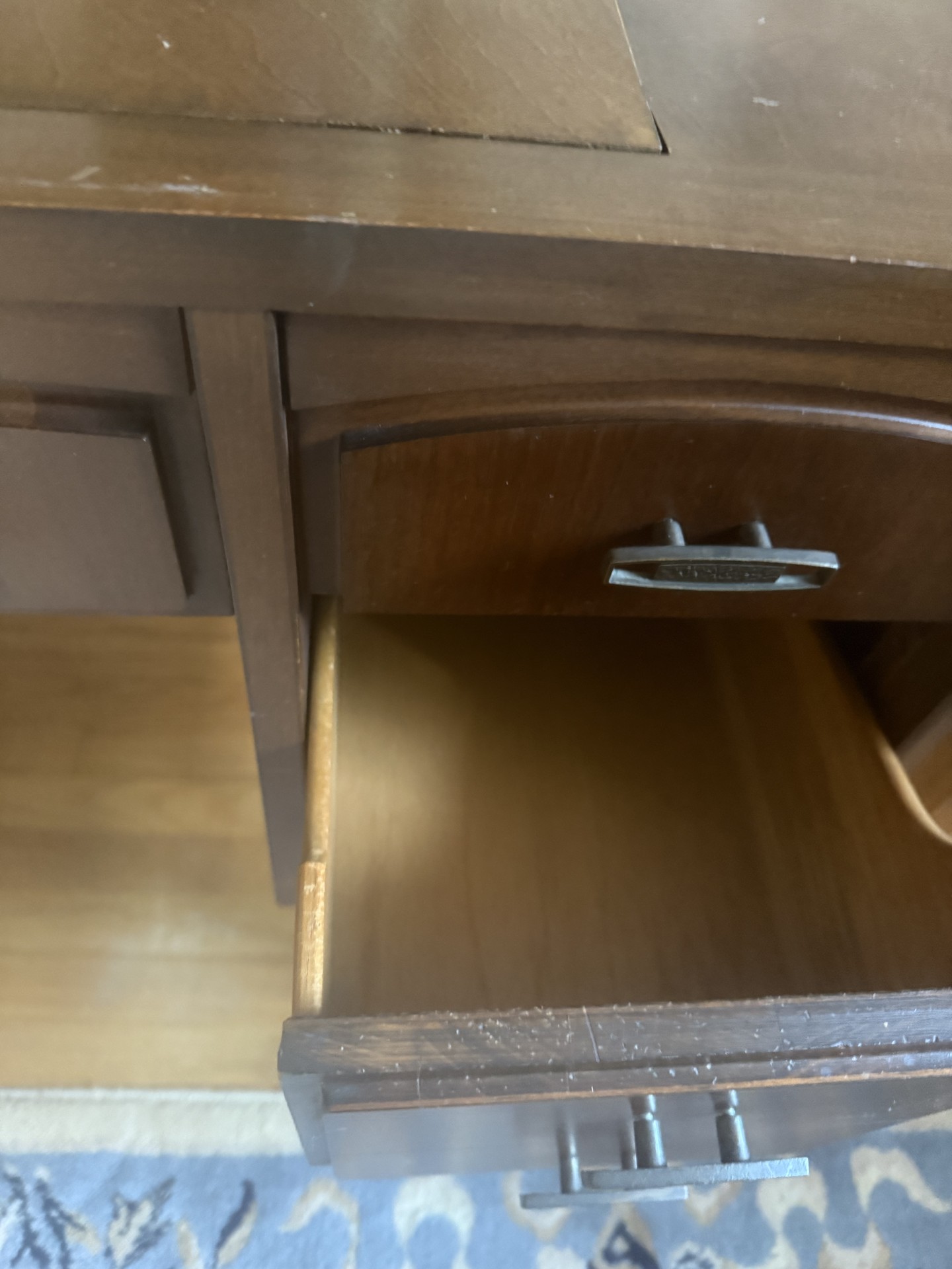 Sears Kenmore sewing machine integrated in wooden desk cabinet - image 3 of 8