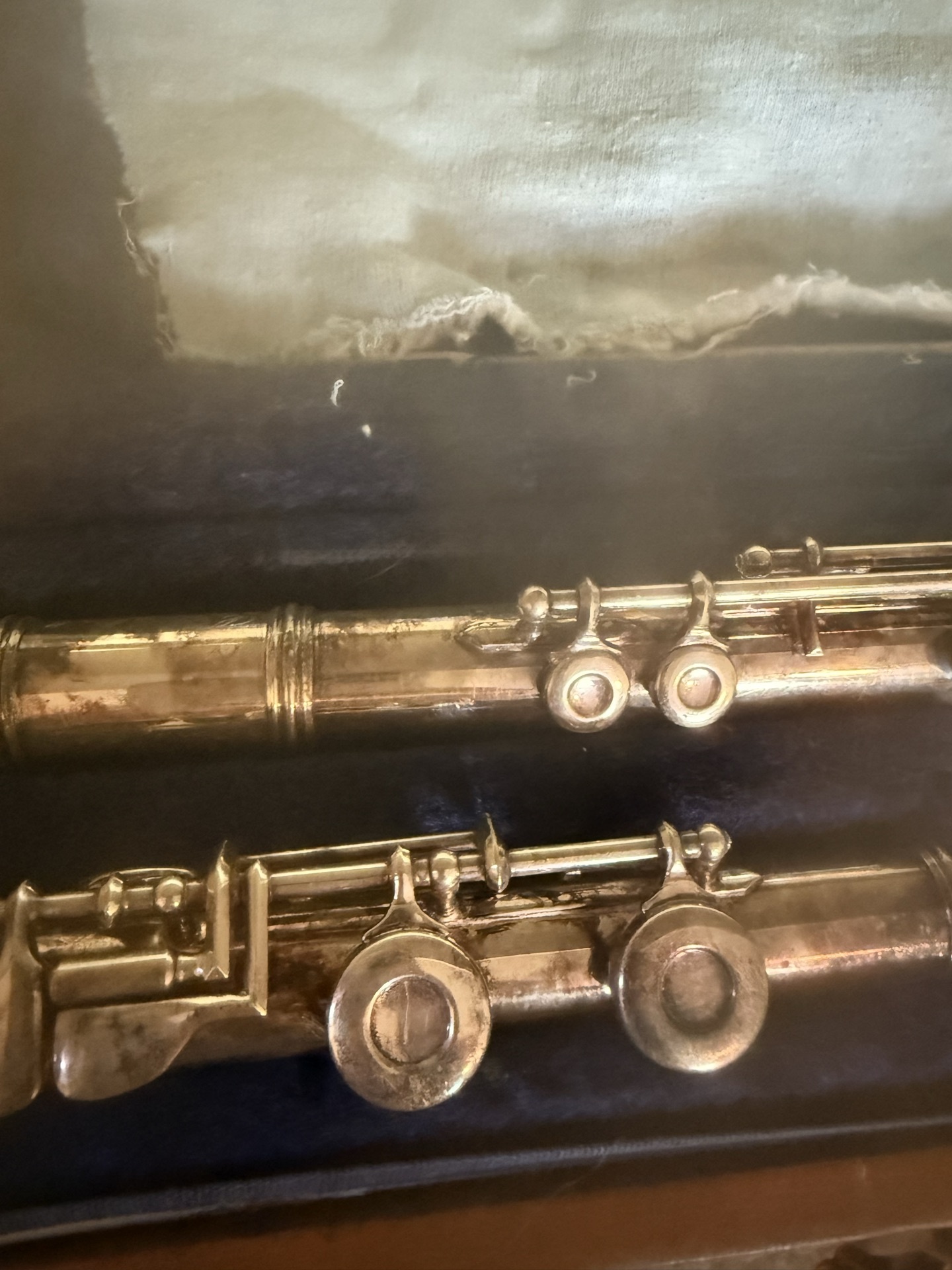 Disassembled silver flute in blue velvet case - image 2 of 5