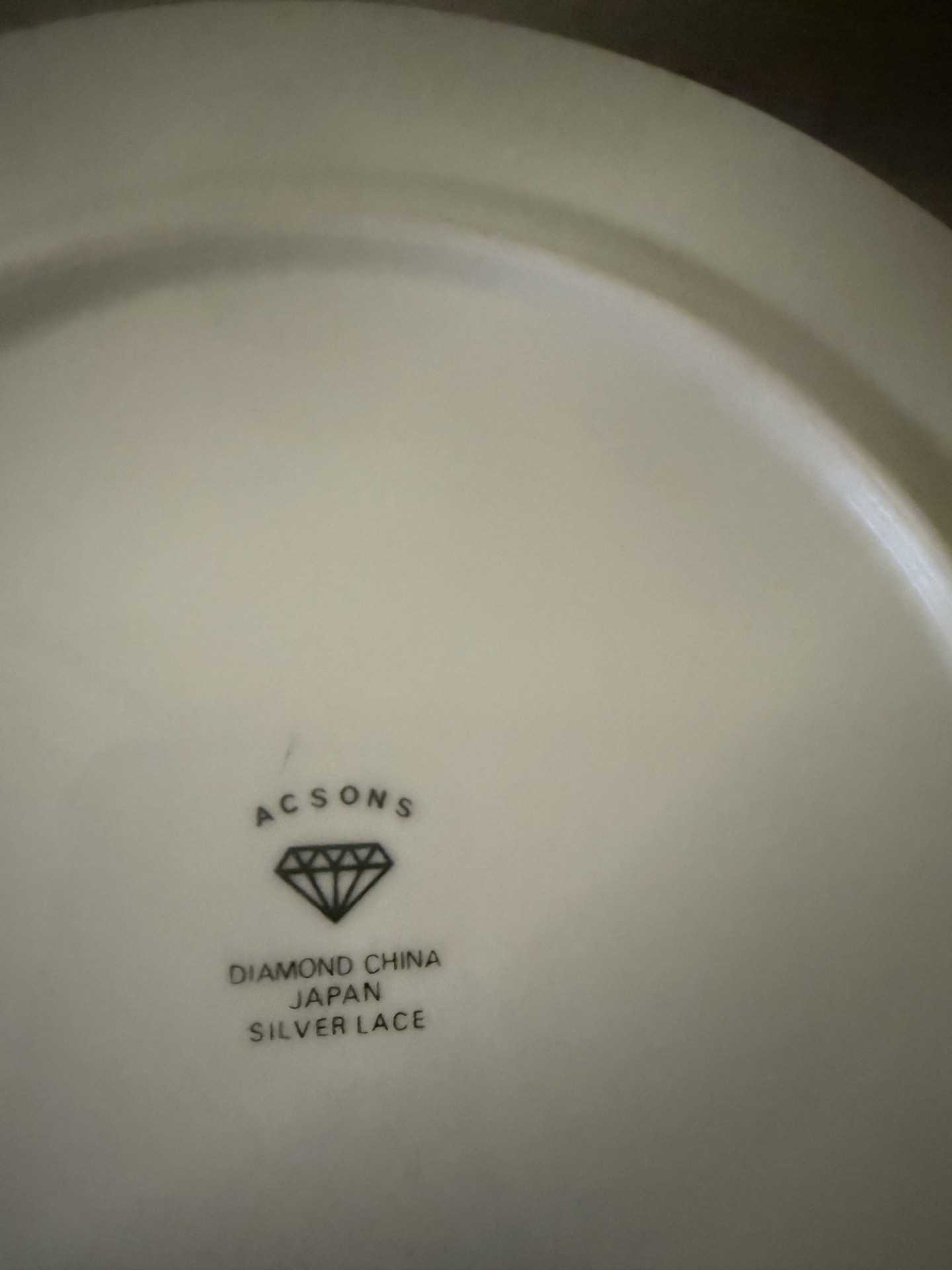 White Diamond China dinnerware set with charger plate, teacup and saucer, creamer, and sugar bowl - image 5 of 6