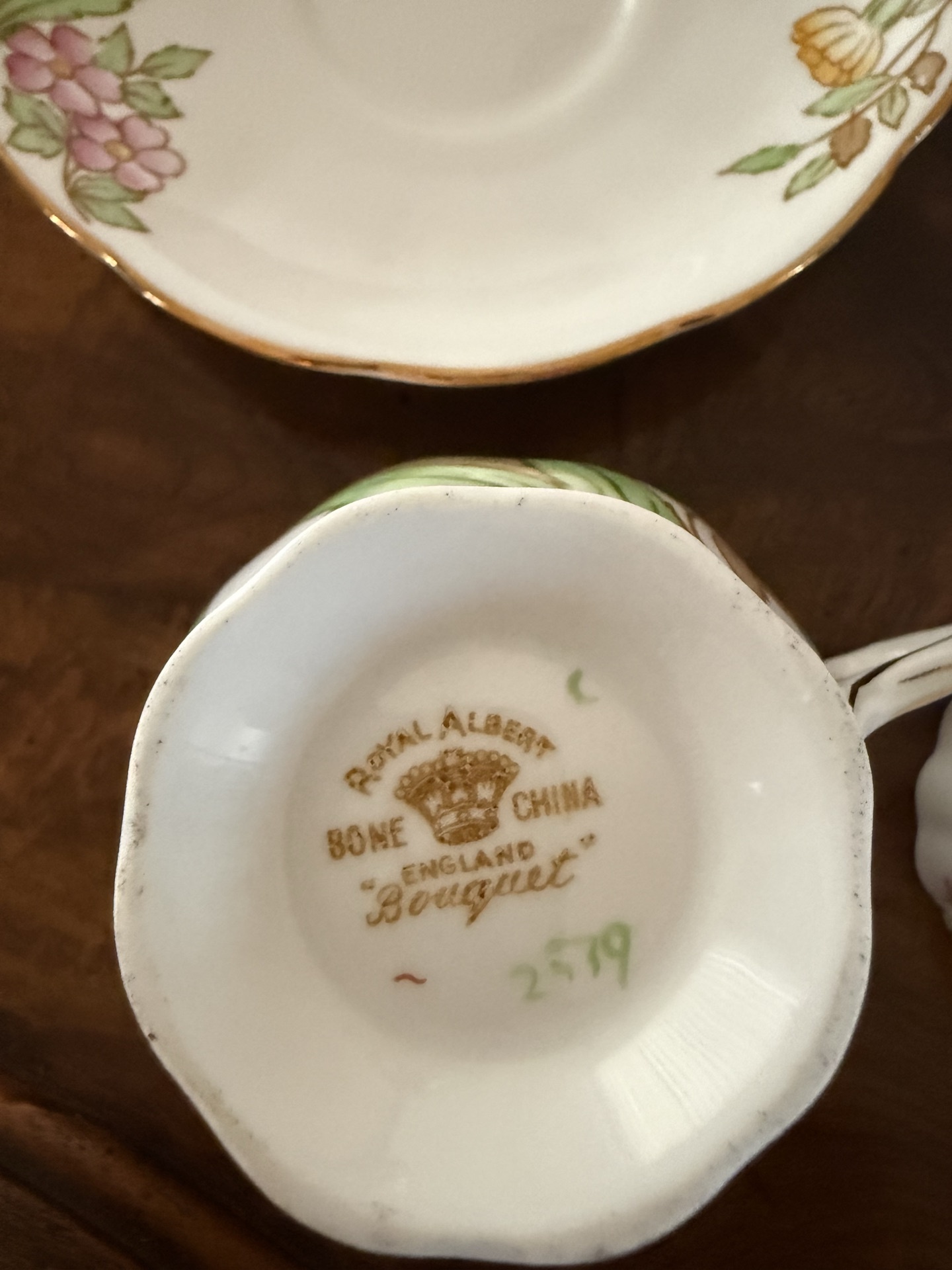 Hobnail milk-glass lamp with floral bone china tea set and dishes - image 2 of 4