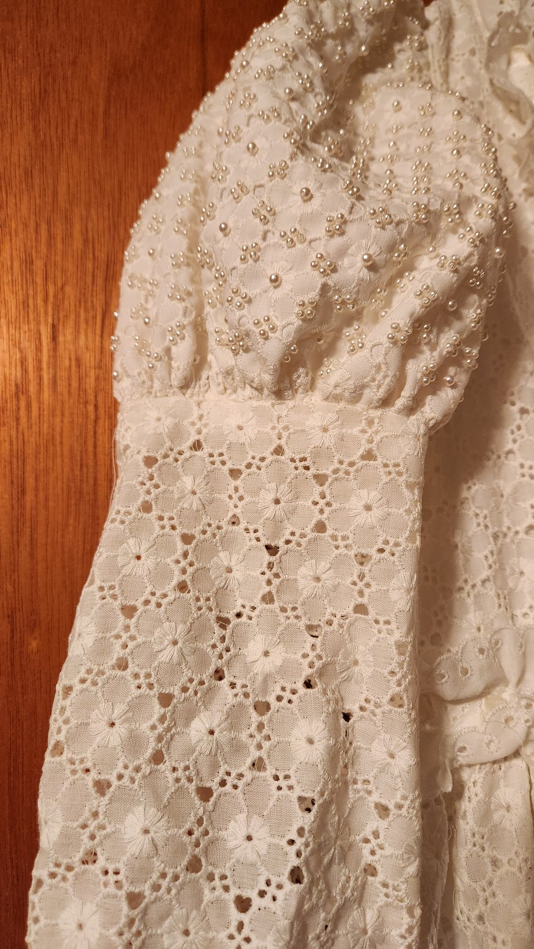 Vintage Handmade Lace Wedding Dress with Veil - image 2 of 6