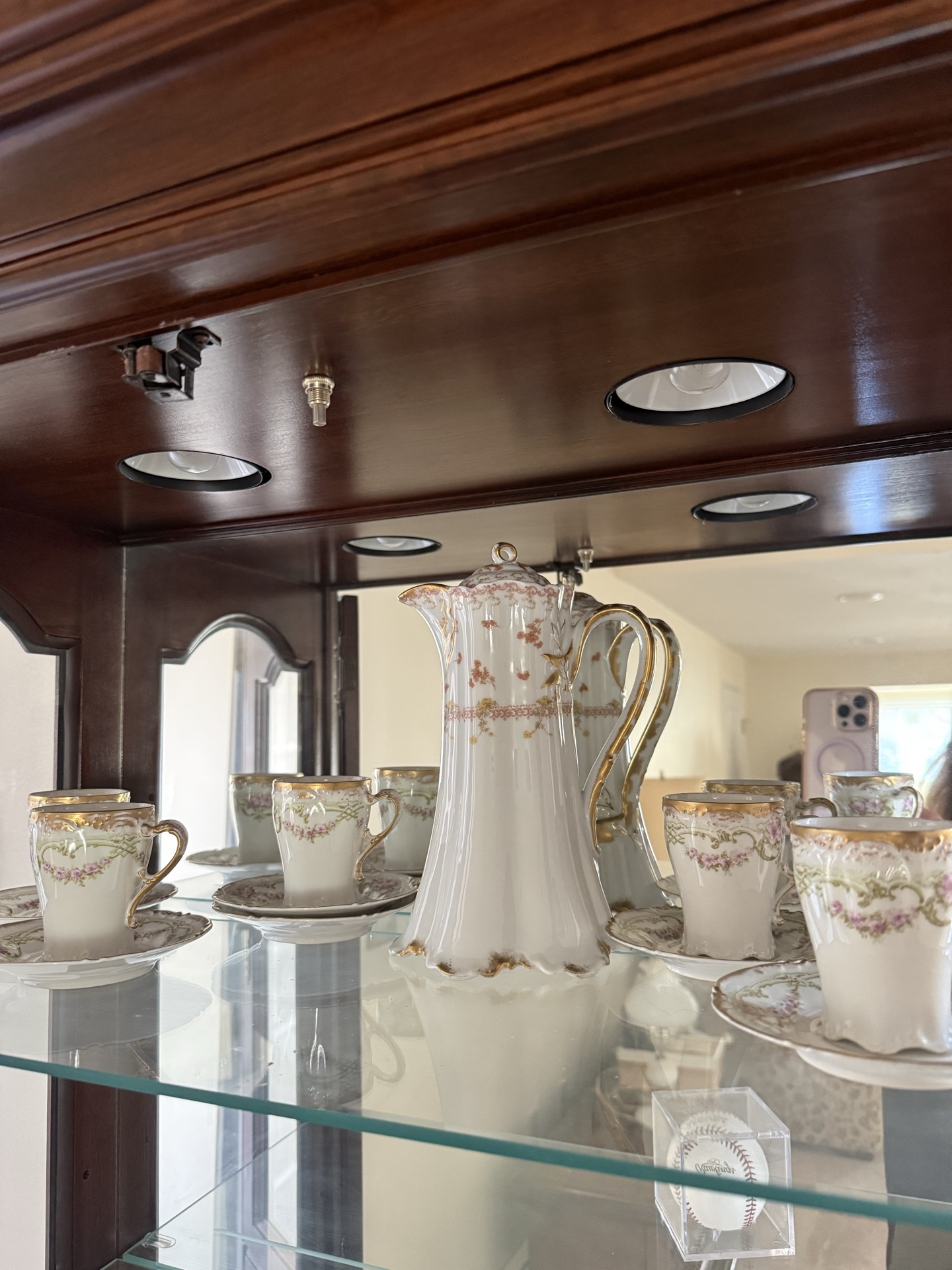 France-marked porcelain tea set with floral and gold trim - image 1 of 7