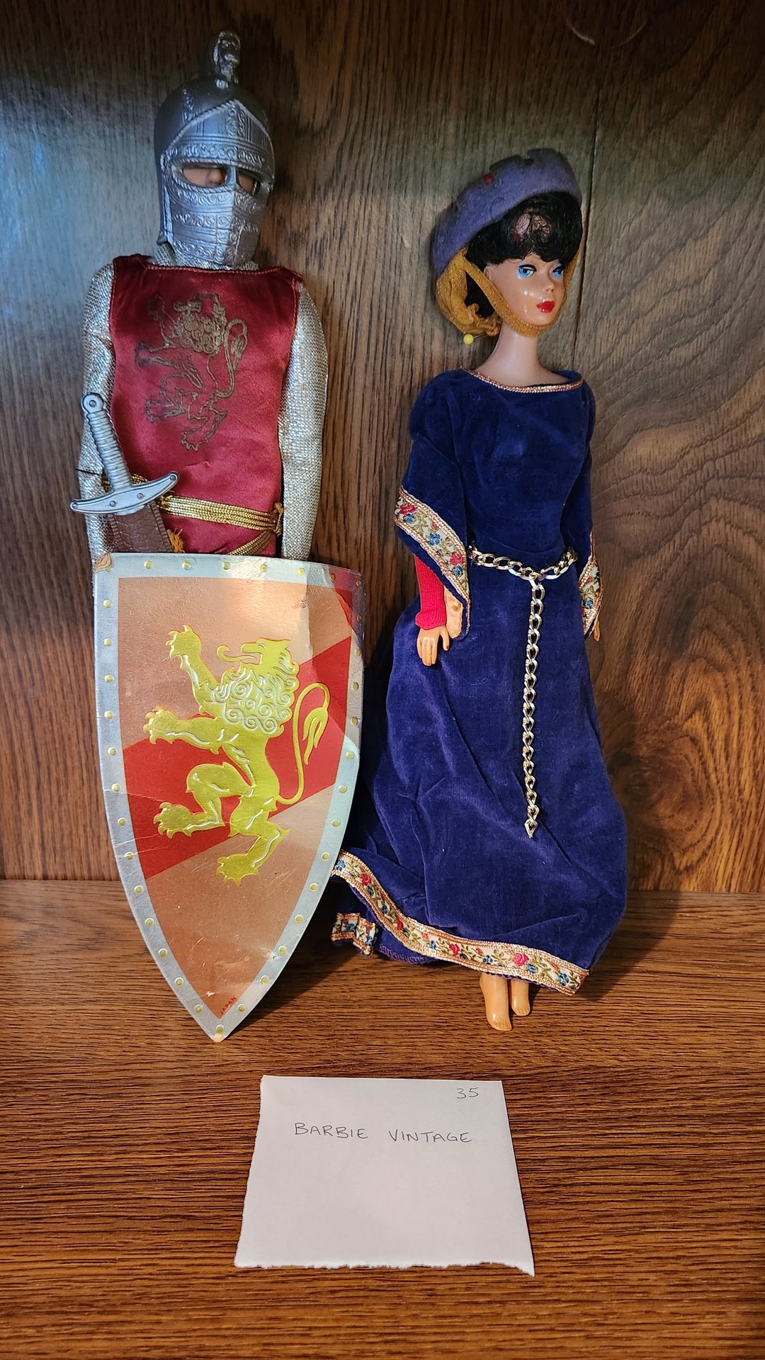 Vintage knight figure and Barbie vintage doll in medieval attire - image 2 of 3