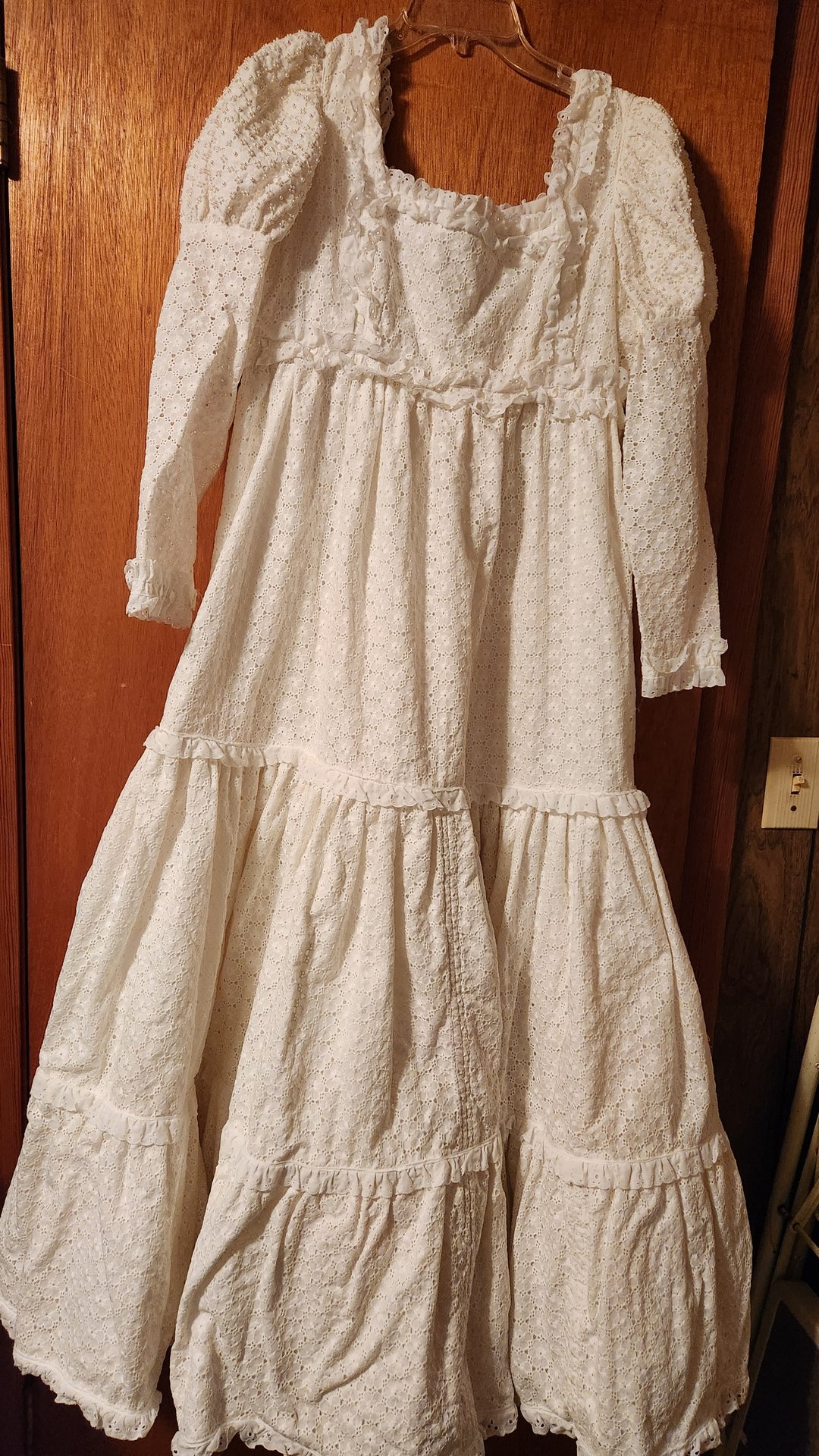 Vintage Handmade Lace Wedding Dress with Veil - image 1 of 6