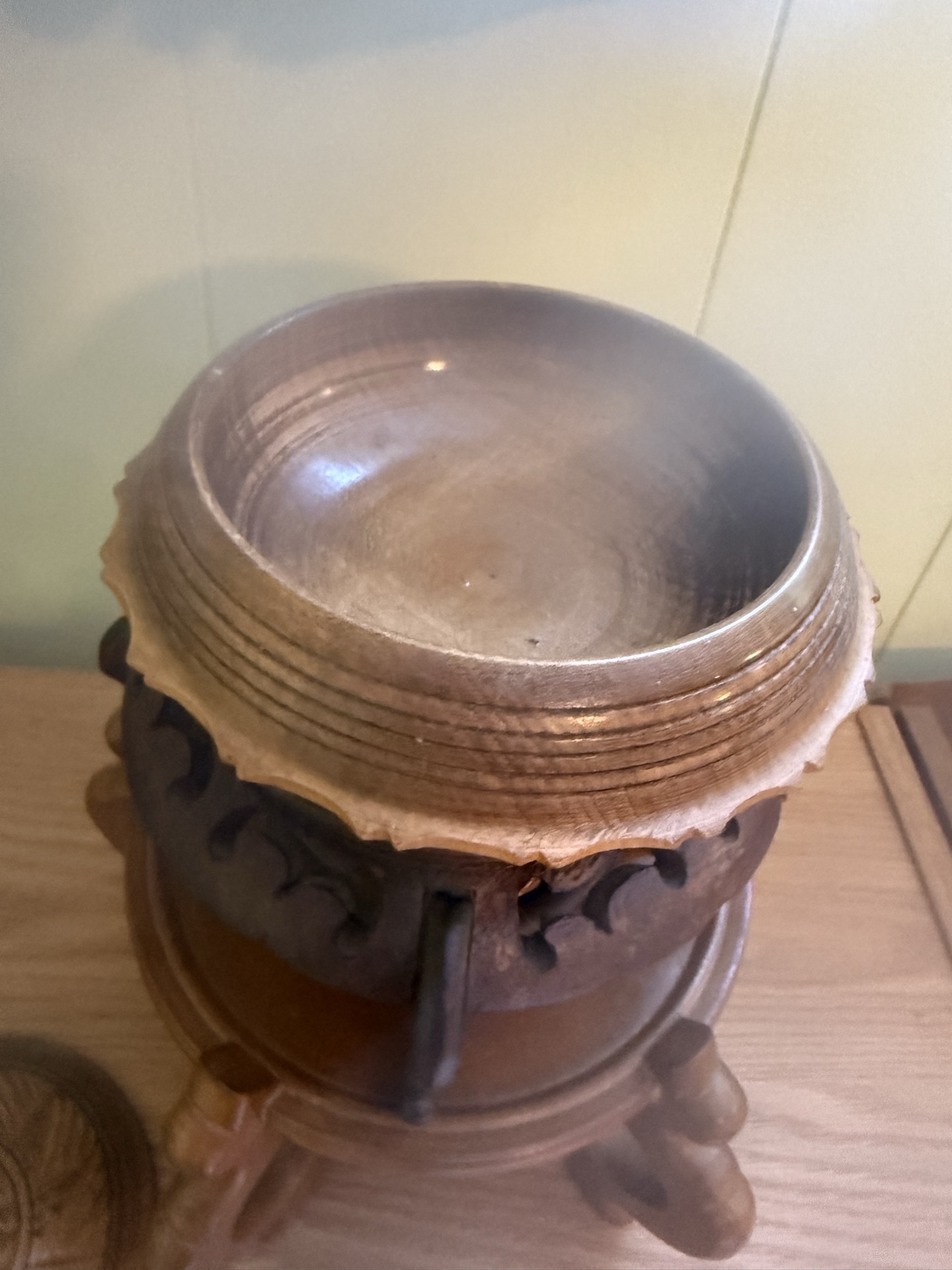 Japanese Antique incense burner on carved stand - image 3 of 6