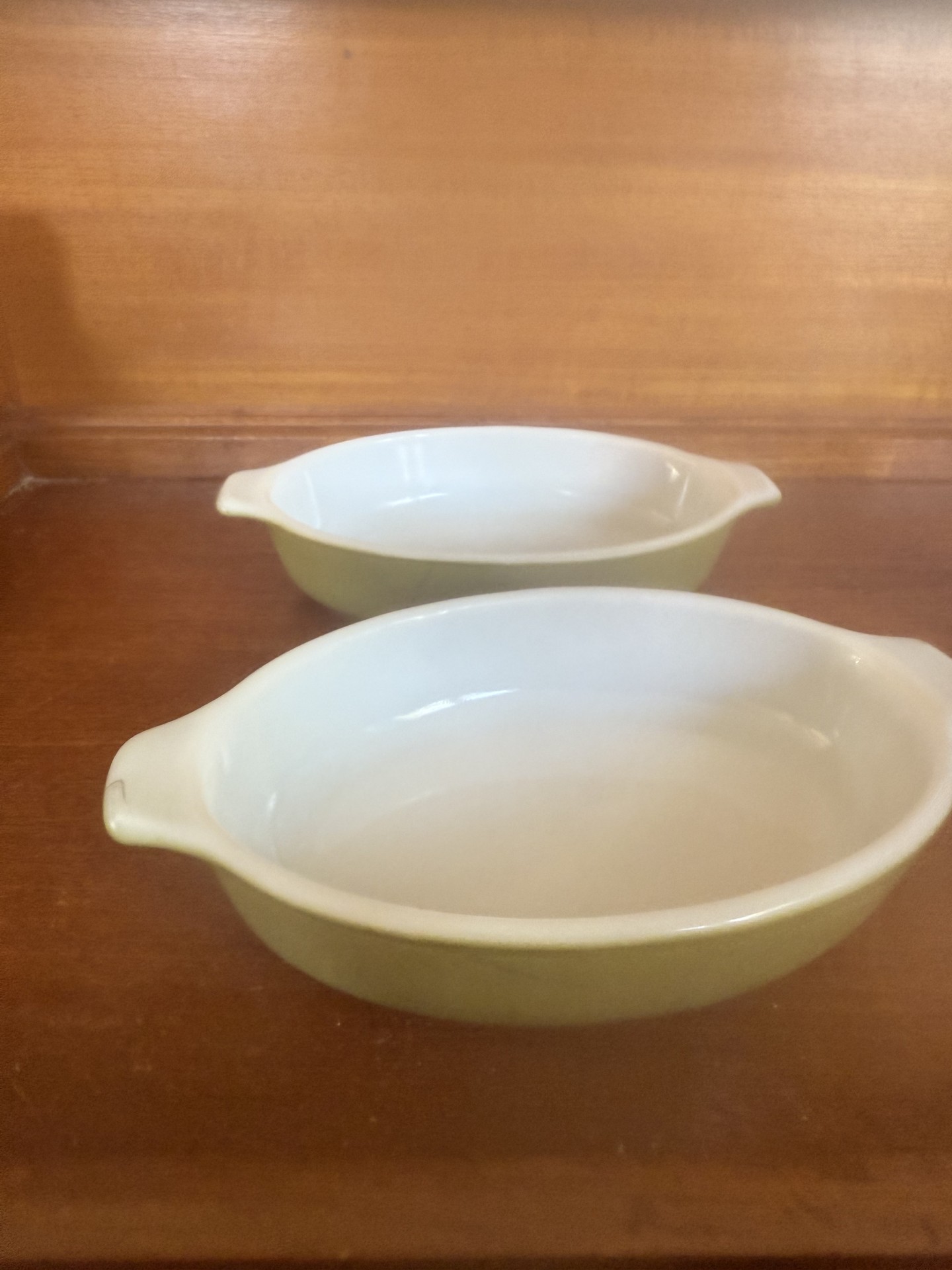 Royal Worcester porcelain egg coddlers and Pyrex green ceramic bake dishes - image 6 of 8