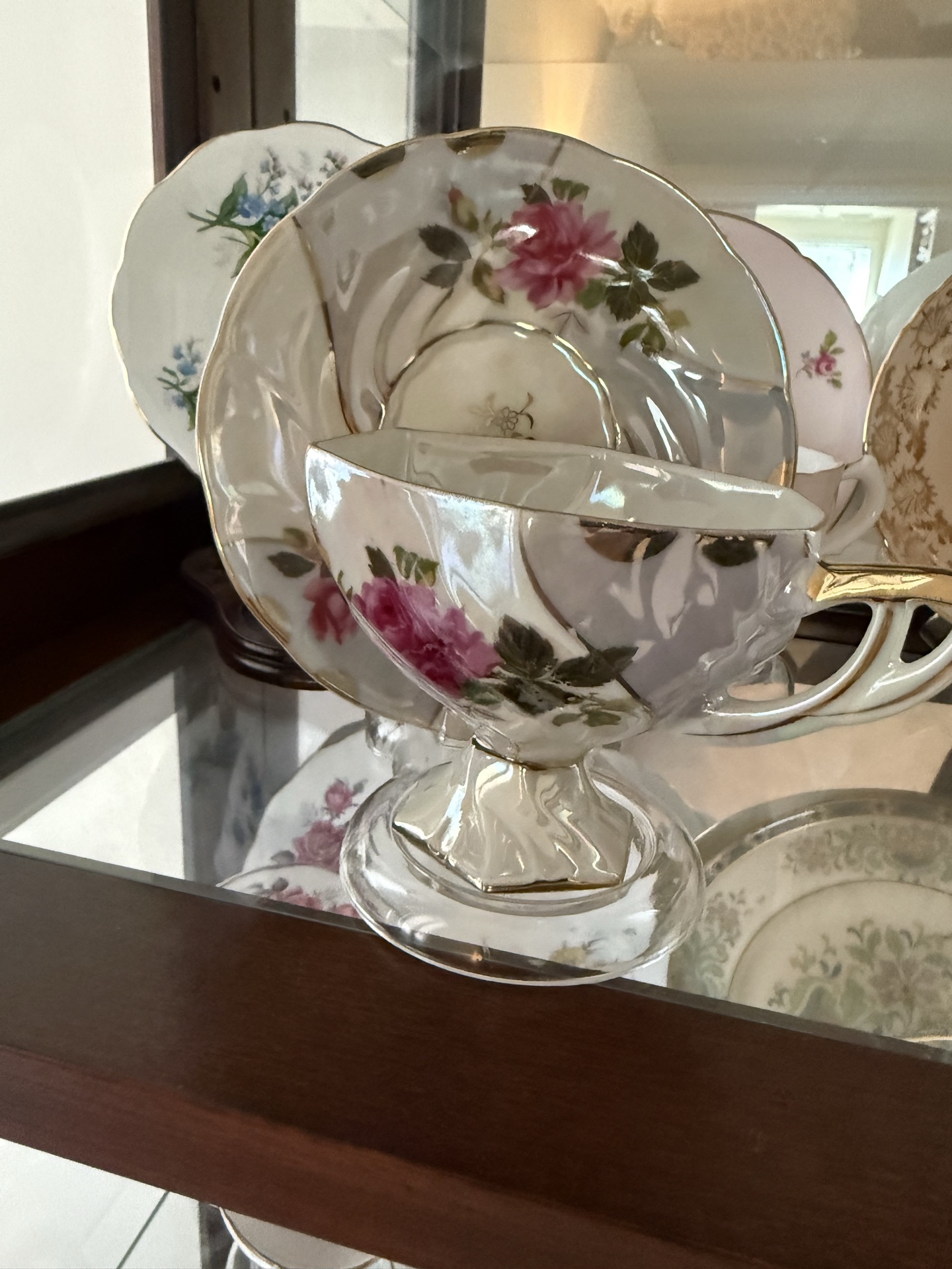Set of floral bone china tea dishes and cups - image 4 of 12